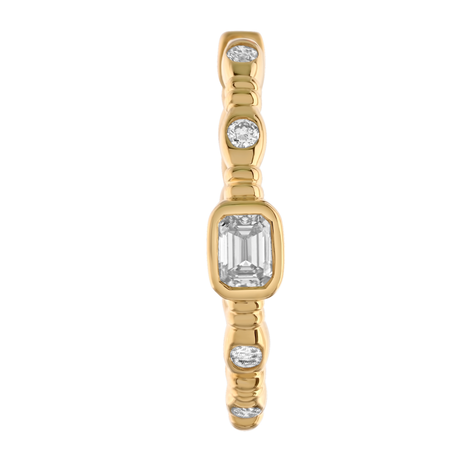 14K Yellow Gold Bezel Set Oval Cuts & Rounds with Bars Between Hoops Diamond Earrings 0.55 Ctw