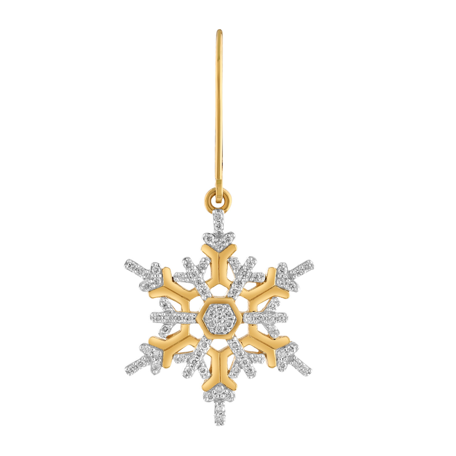 Diamond Frost™ 14k Yellow Gold Snowflake Ornate Lever-Backs Earrings Diamond 0.44 Ctw