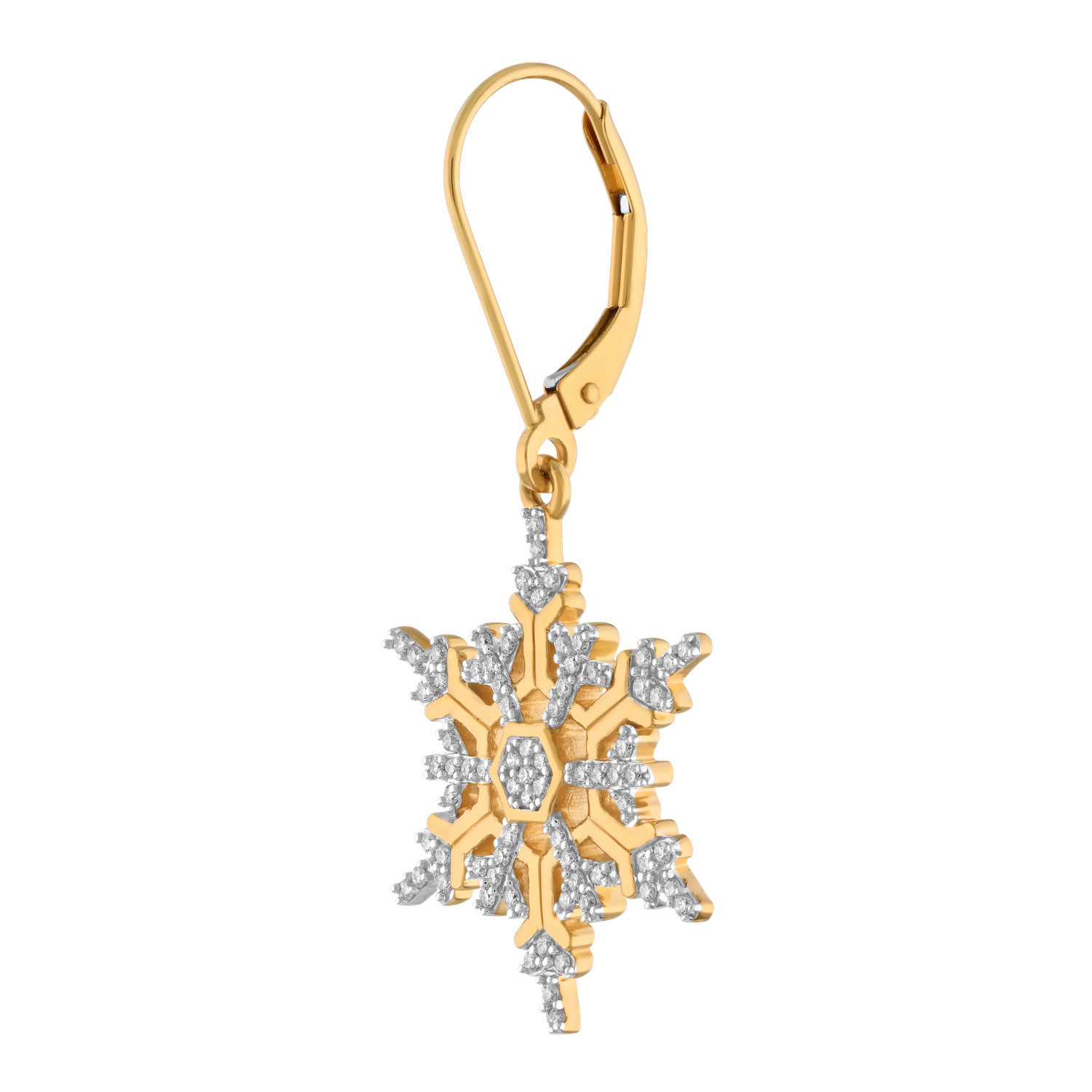 Diamond Frost™ 14k Yellow Gold Snowflake Ornate Lever-Backs Earrings Diamond 0.44 Ctw