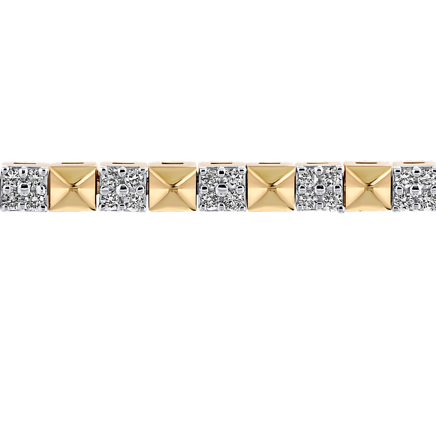 Textura™ 14K Yellow Gold Alternating Textured Pyramid and Pave Diamond 0.72 Ctw