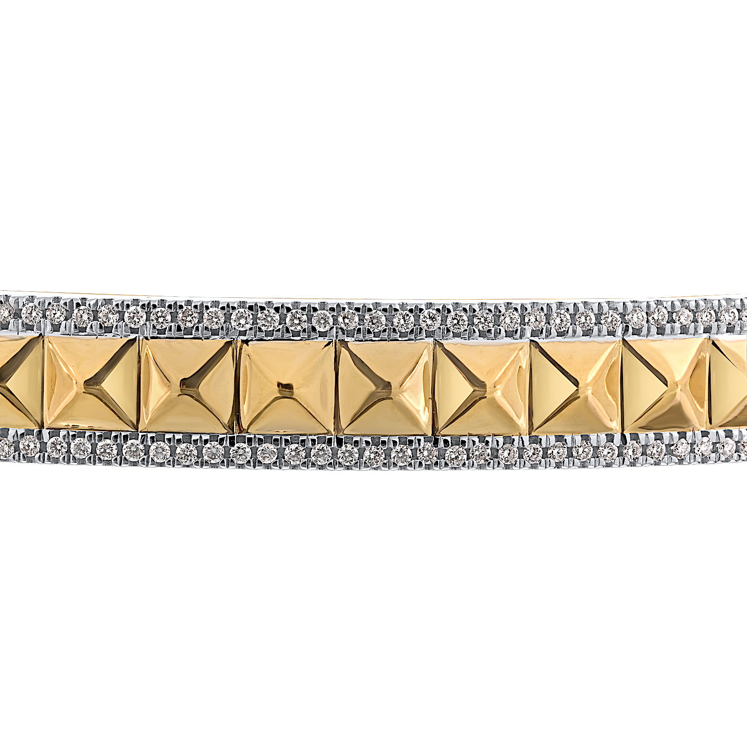 Textura™ 14K Yellow Gold Textured Pyramids Center Pave Rails Diamond 0.50 Ctw