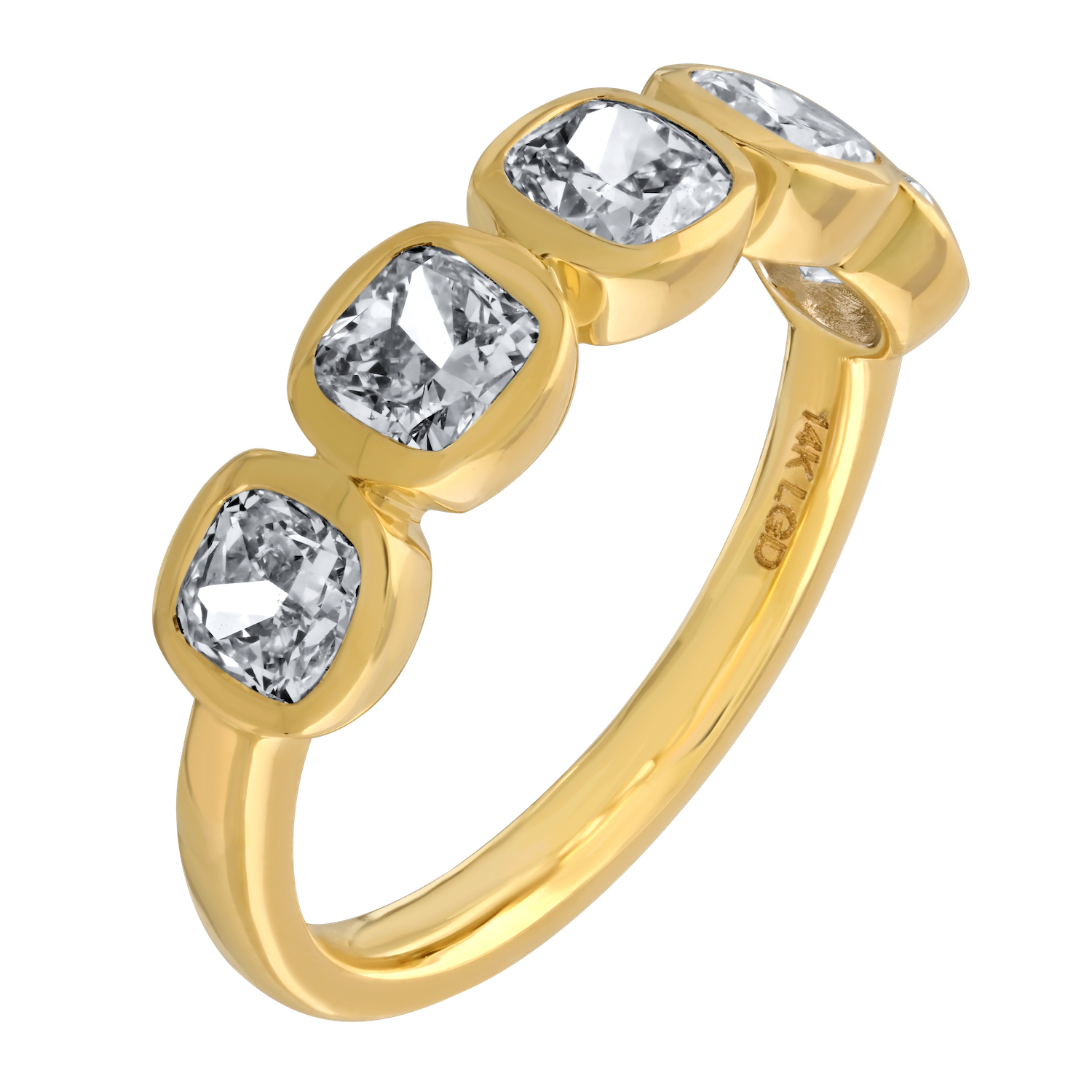 VERDE™ 14K Yellow Gold Cushion Shape Bezel Set Ring 3.00 Ctw LAB GROWN DIAMONDS