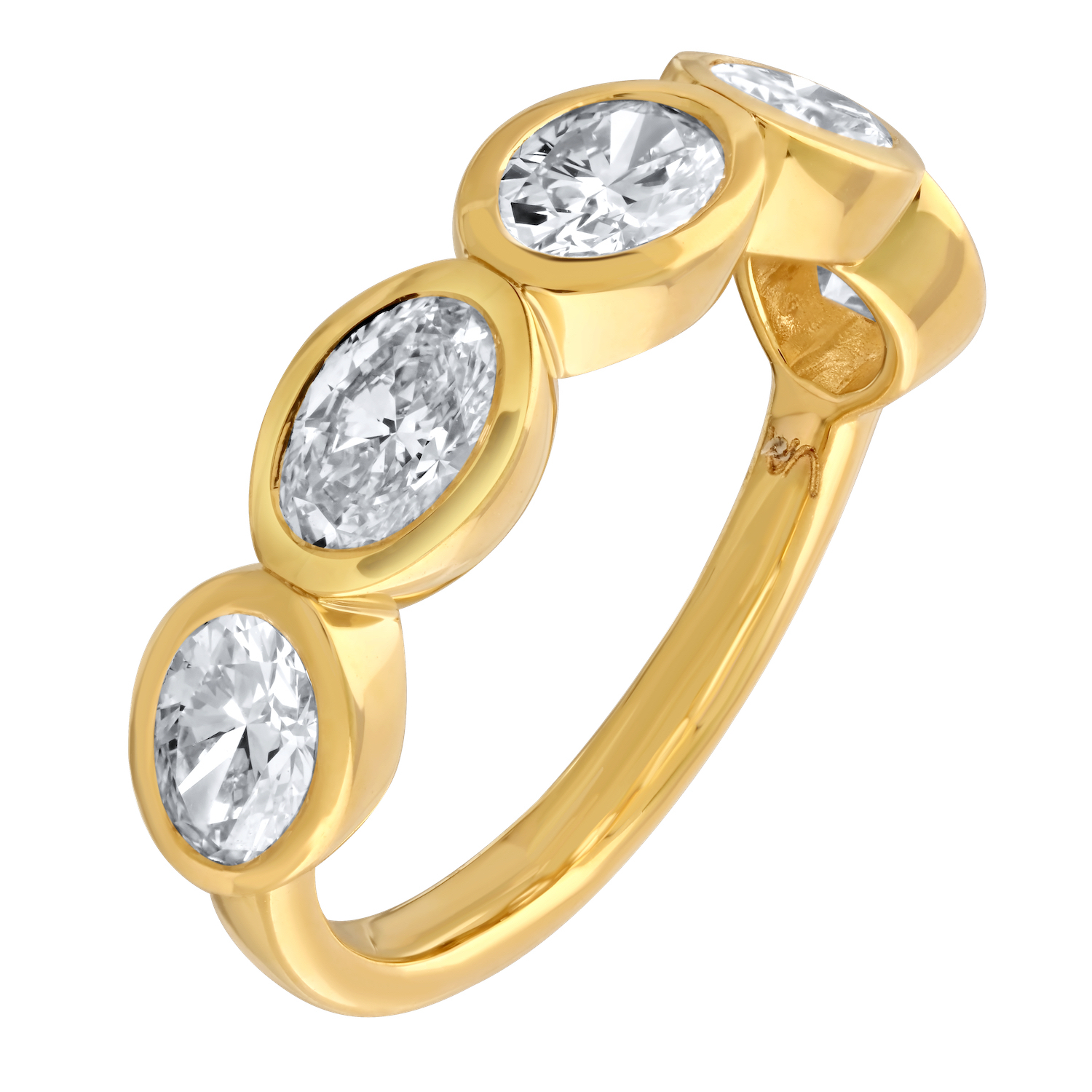 VERDE™ 14K Yellow Gold Horizontal Ovals Bezel Set Ring 2.00 Ctw LAB GROWN DIAMONDS