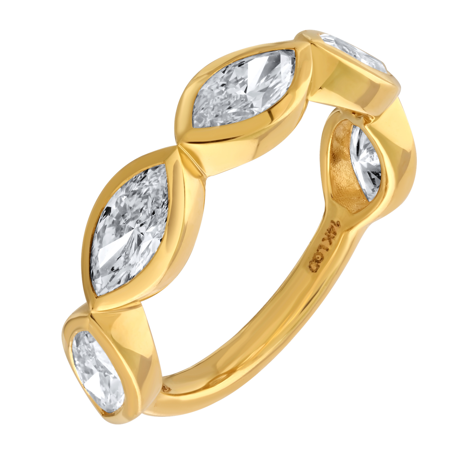 VERDE™ 14K Yellow Gold Horizontal Marquise Shapes Bezel Set Ring 2.00 Ctw LAB GROWN DIAMONDS