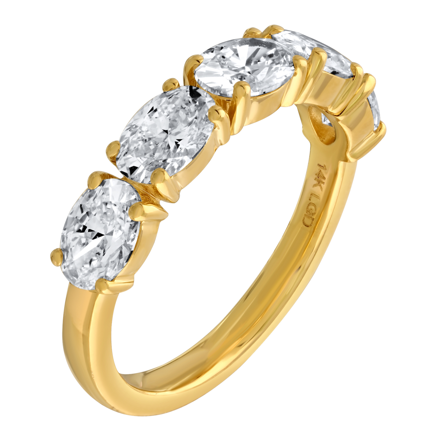 VERDE™ 14K Yellow Gold Horizontal Oval Cuts Prong Set Ring 2.00 Ctw LAB GROWN DIAMONDS