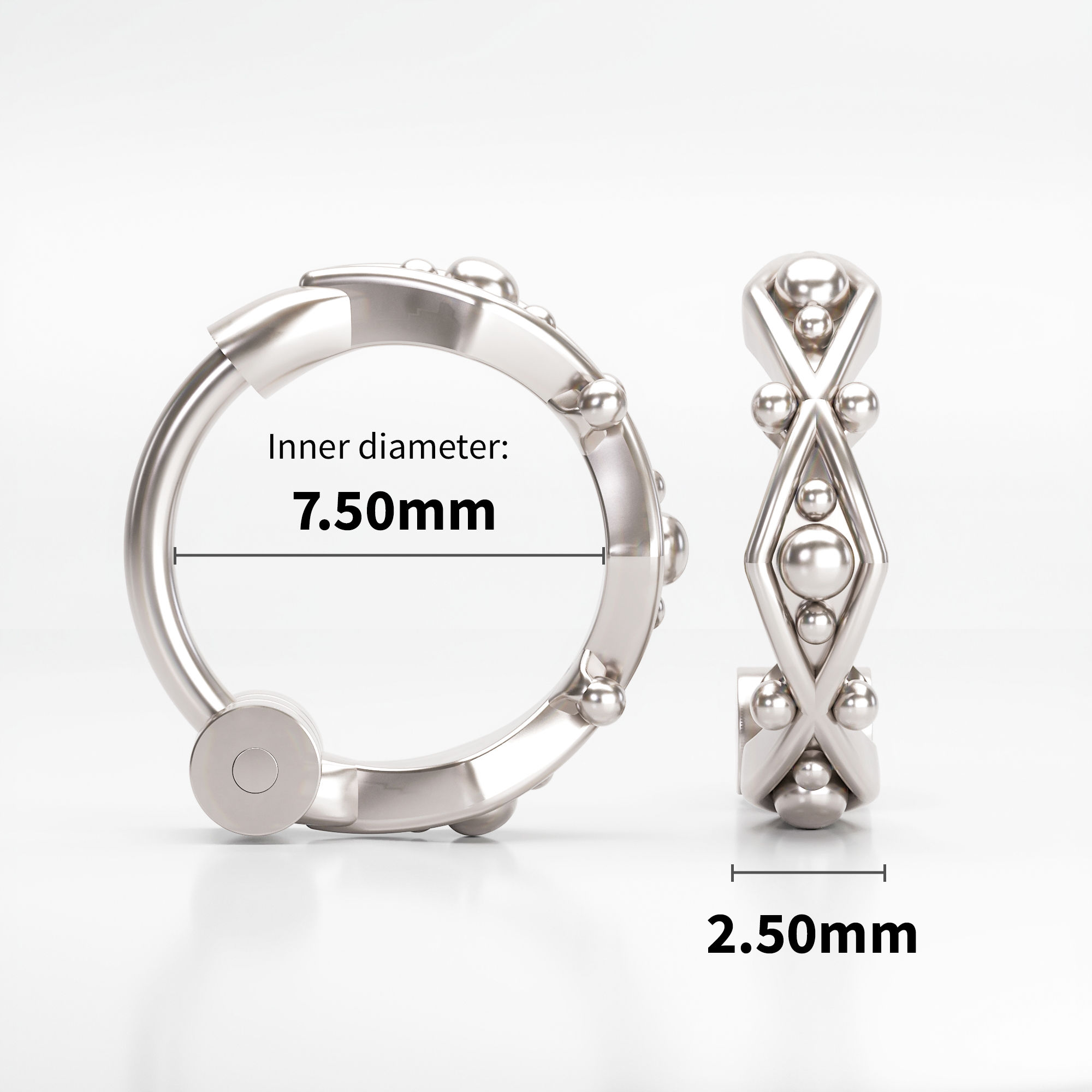 925 Sterling Silver Geometric Tragus Earring with Clicker