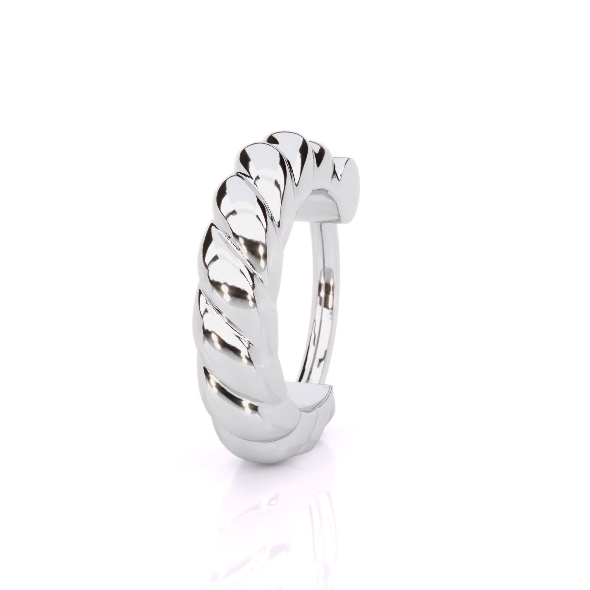 925 Sterling Silver Croissant Helix Ring Hoop Cartilage Clicker