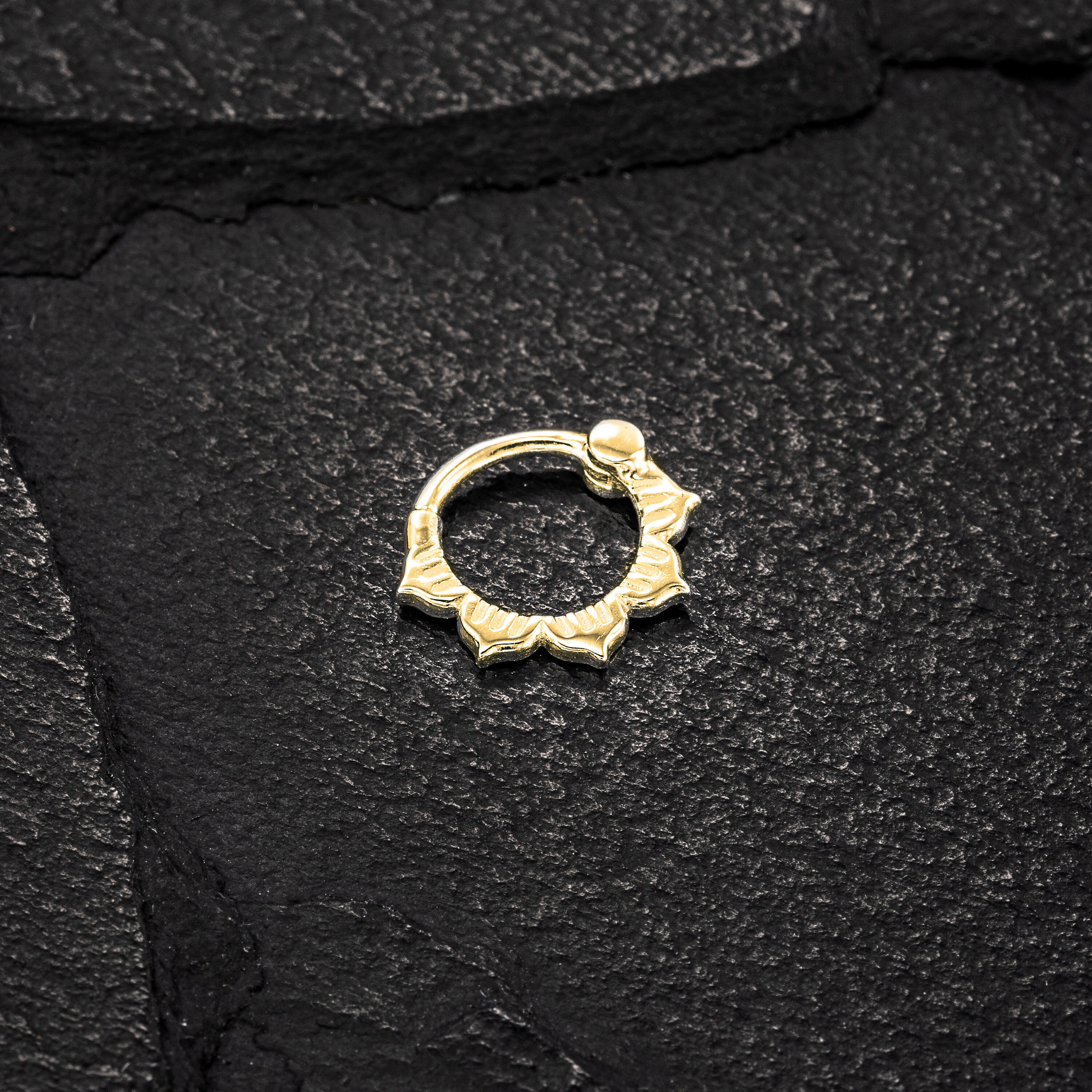 14K Yellow Gold Septum Ring with Clicker 16g Nose Hoop
