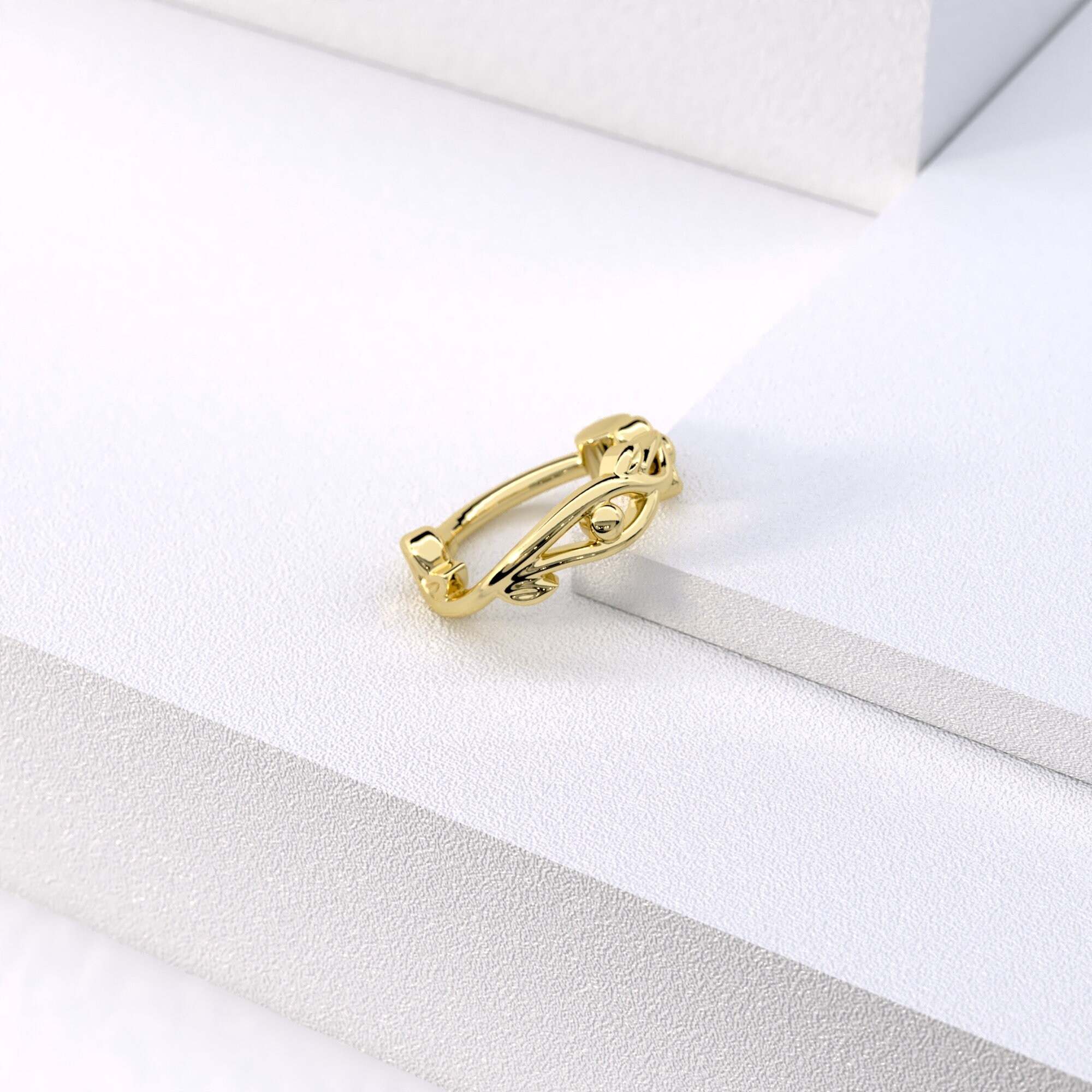 18K Gold Vermeil Leaf Cartilage Clicker Earrings 18g Helix