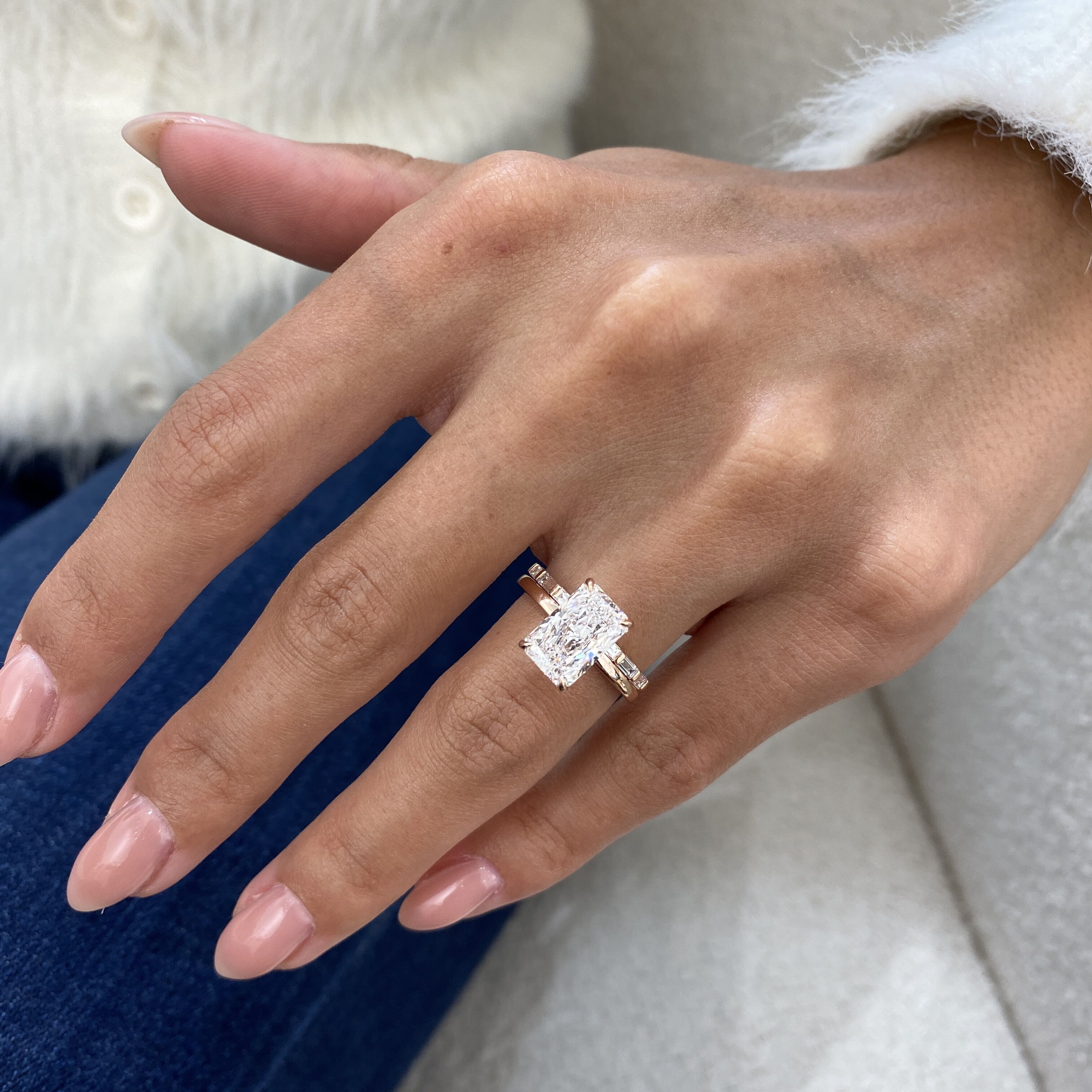 2.9ct IGI Certified E/VVS2 Radiant Lab Created Diamond Bridal Set