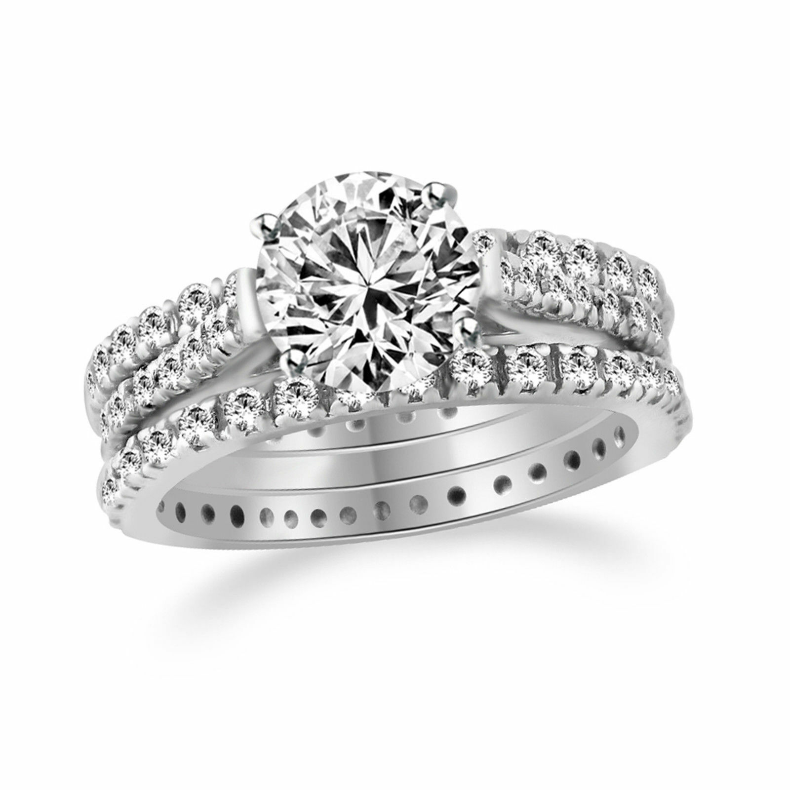 4Ct Engagement & Bridal Wedding Ring Set Simulated Diamond  display picture 1