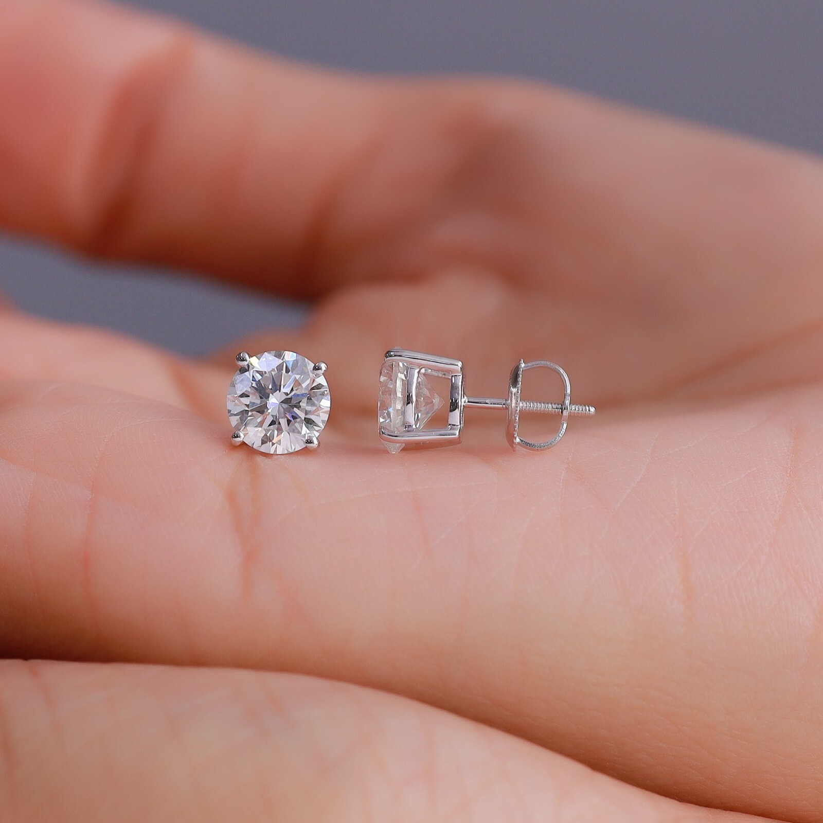 Jewelry Diamond Earring Platinum Used #280458J50B Platinum Solitaire Princess Cut Diamond Stud Earrings 0.5ct  main image 2