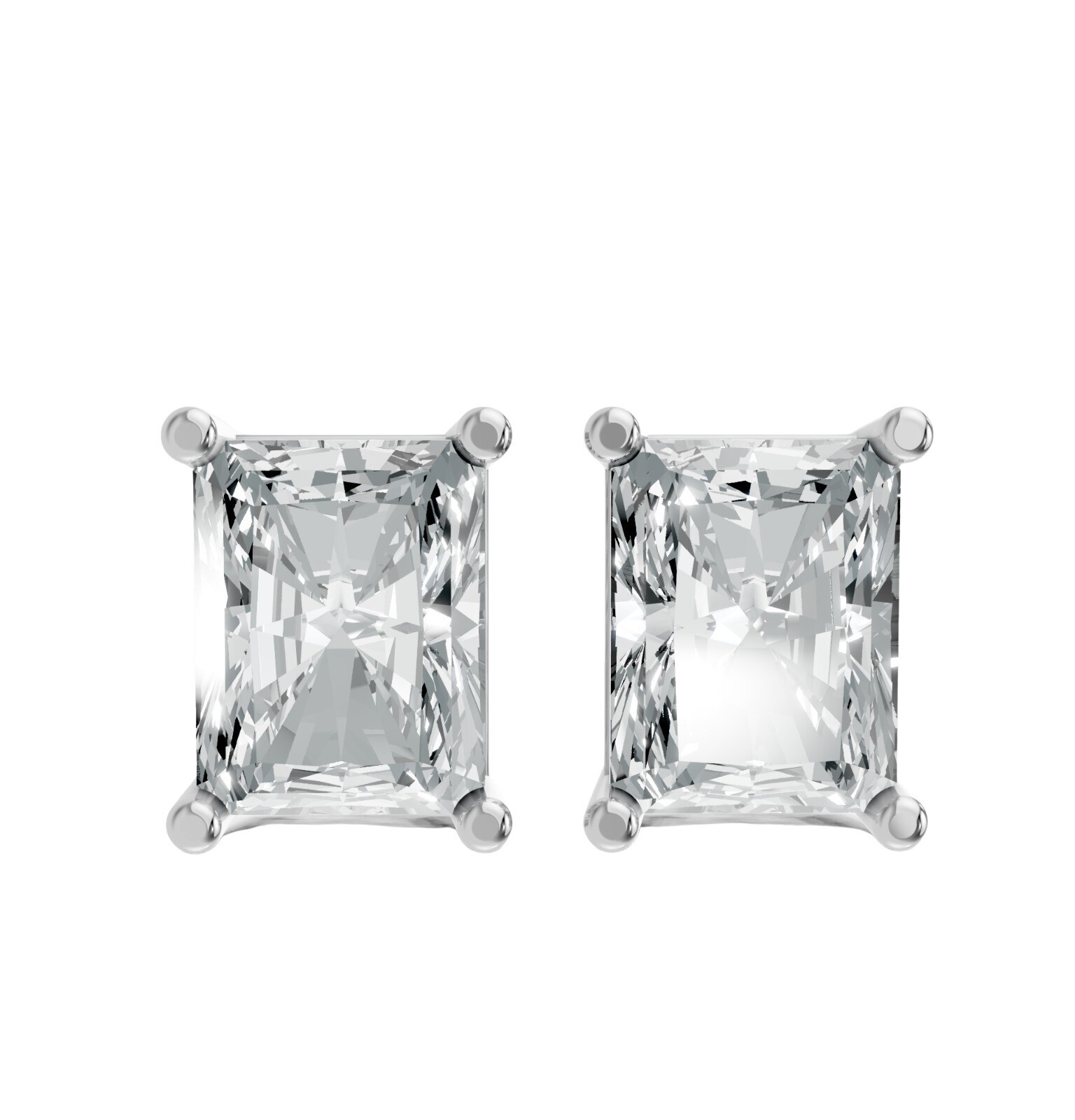 Radiant Shape Lab Grown Diamond 4-prong Push-Back Studs in 10K / 14K Gold