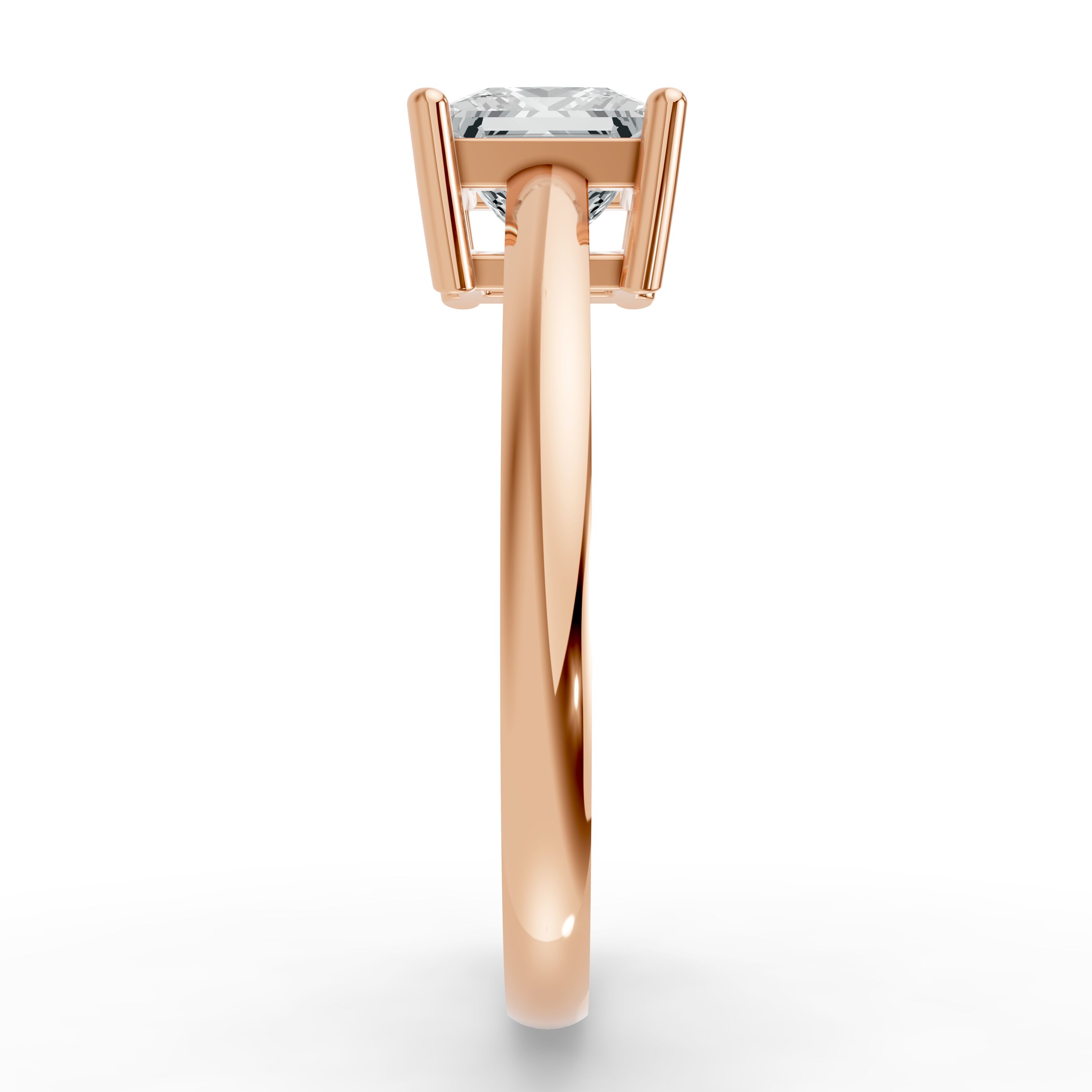 1.50CT Princess Shape Lab Grown F Diamond in 925 Rose Gold Plated Ring for Women