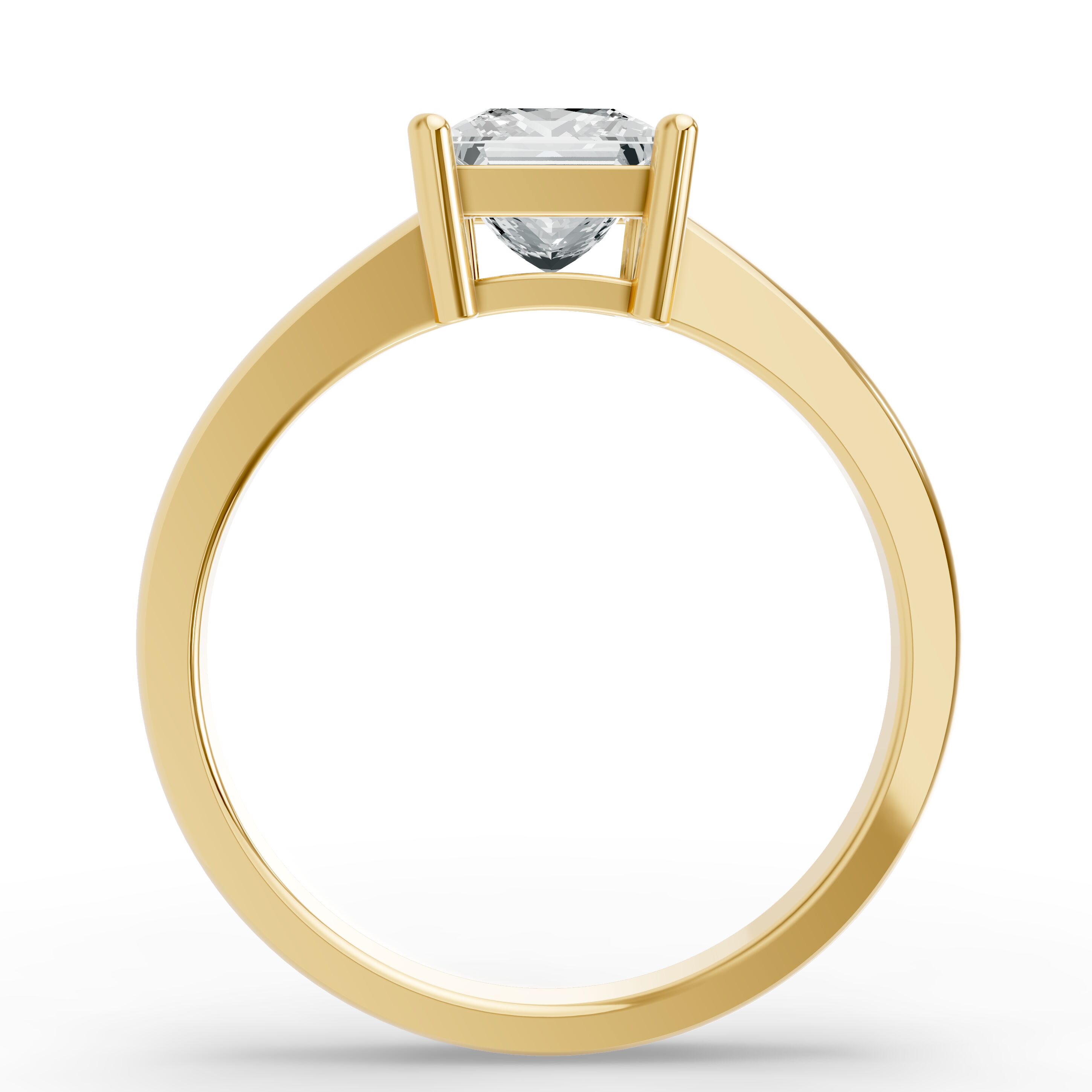 2CT Princess Shape Lab Grown F Diamond in 925 Yellow Gold Plated Ring for Women