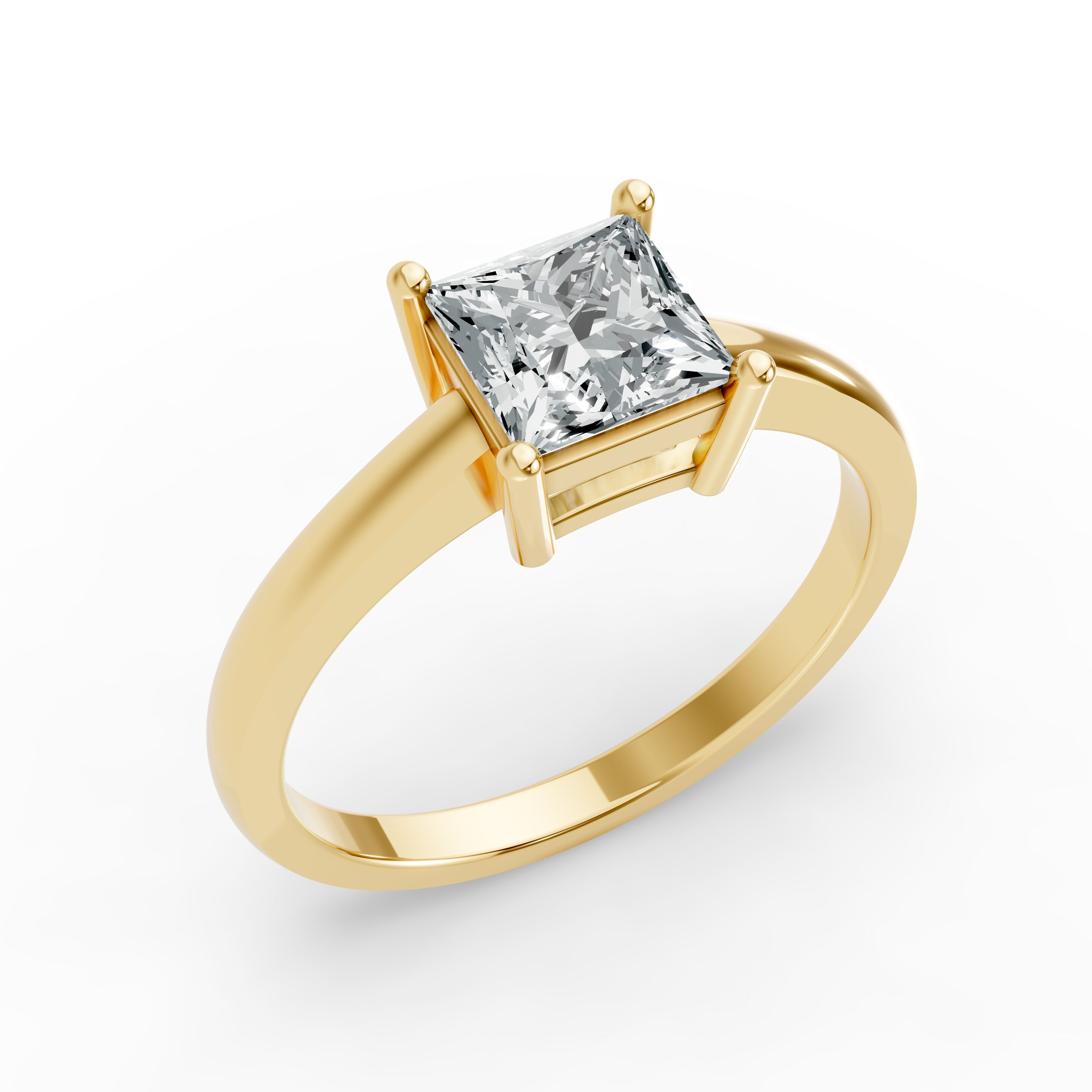 2CT Princess Shape Lab Grown F Diamond in 925 Yellow Gold Plated Ring for Women