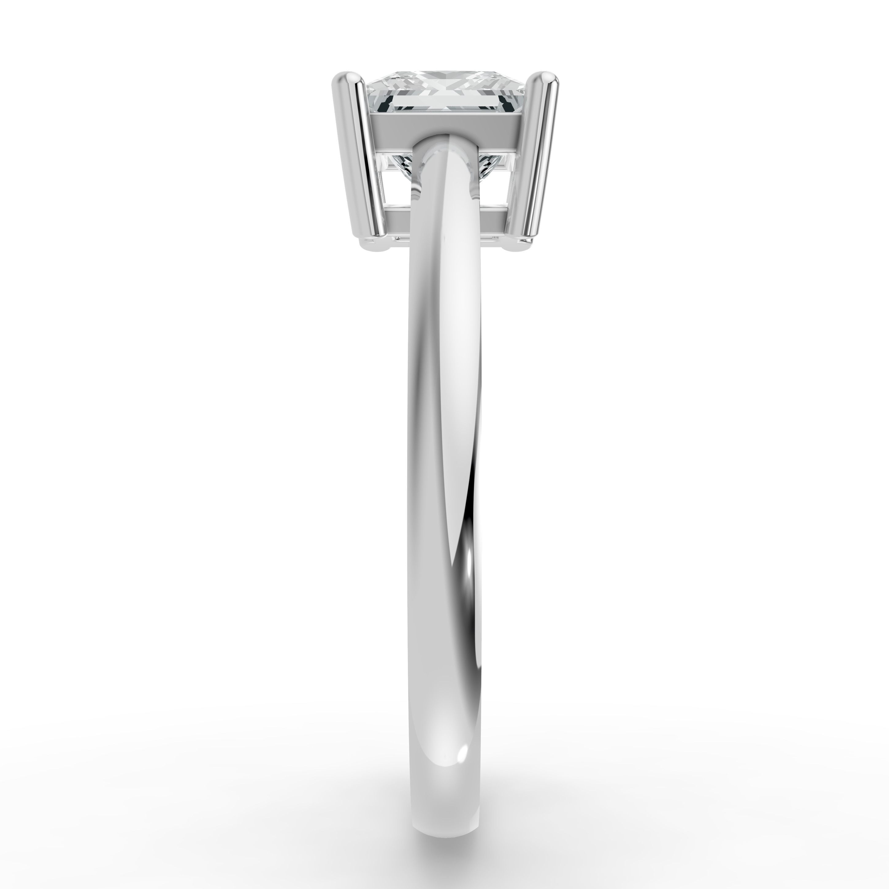 4CT Princess Shape Lab Grown F Diamond in 925 Sterling Silver Ring for Women