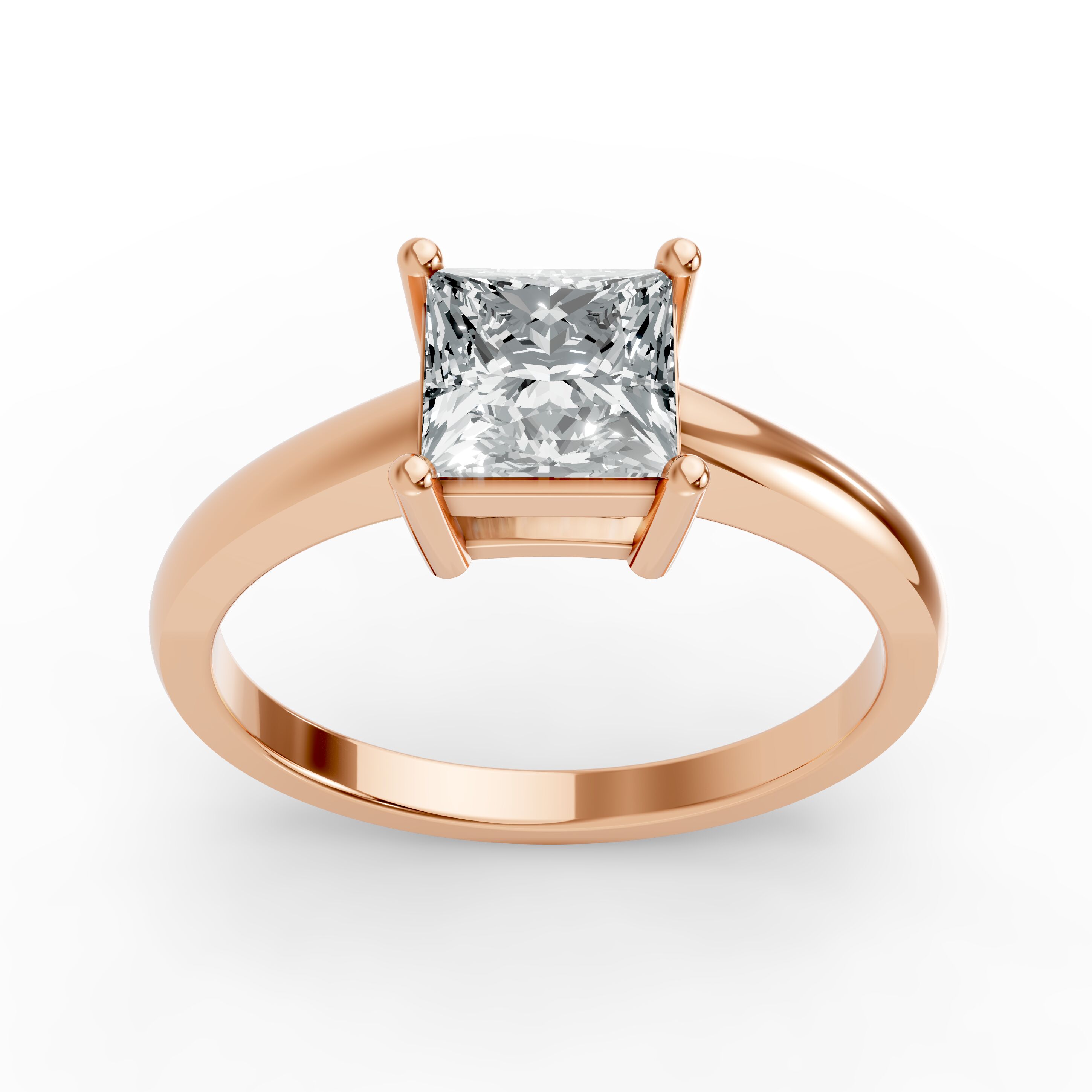 6CT Princess Shape Lab Grown F Diamond in 925 Rose Gold Plated Ring for Women
