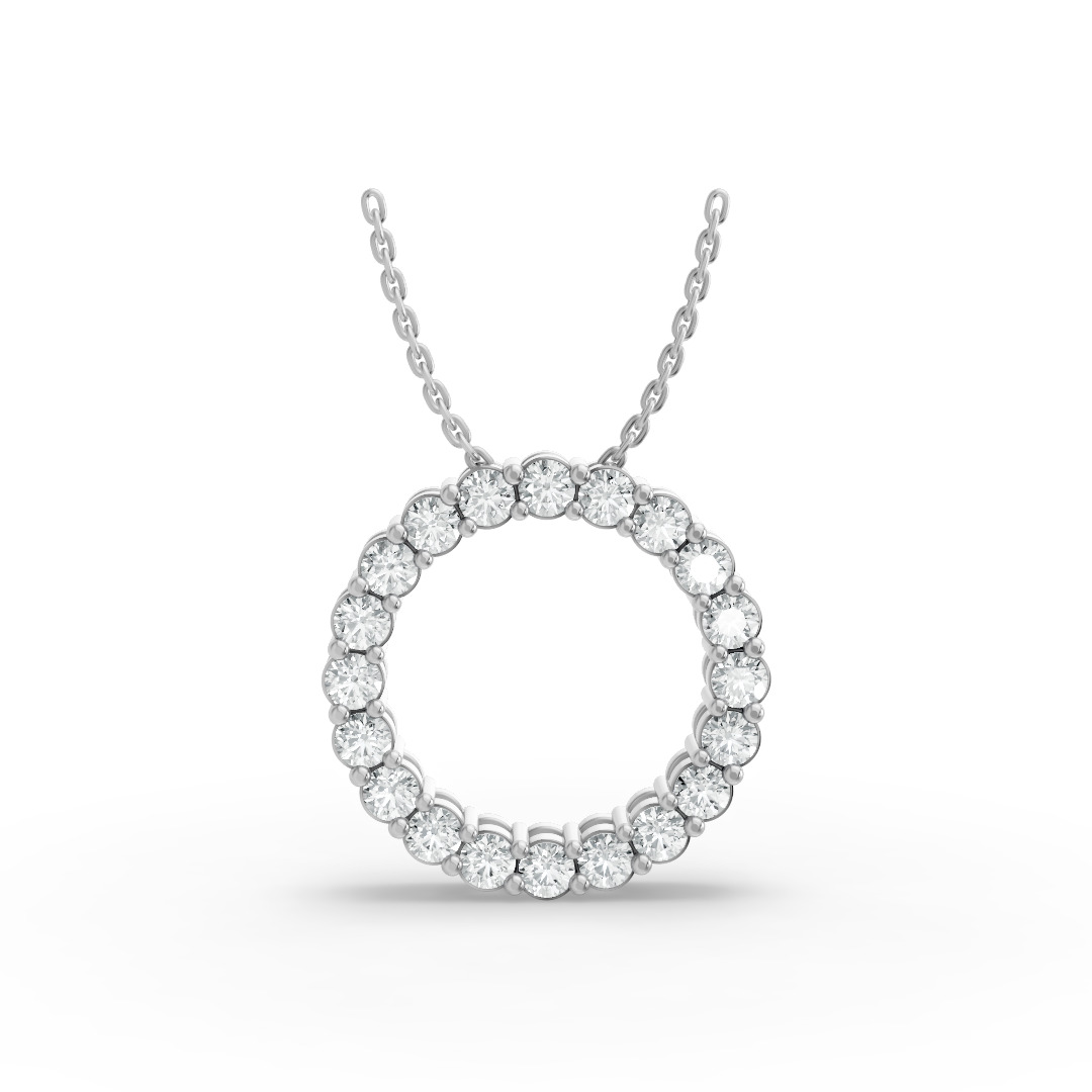 CIRCLE SHAPE PENDANT WITH CHAIN IN SILVER
