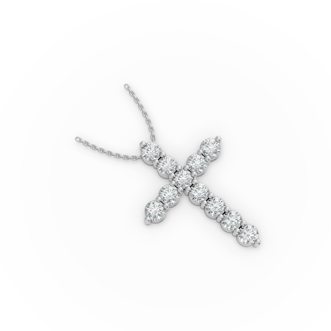 CROSS SHAPE PENDANT WITH CHAIN IN SILVER