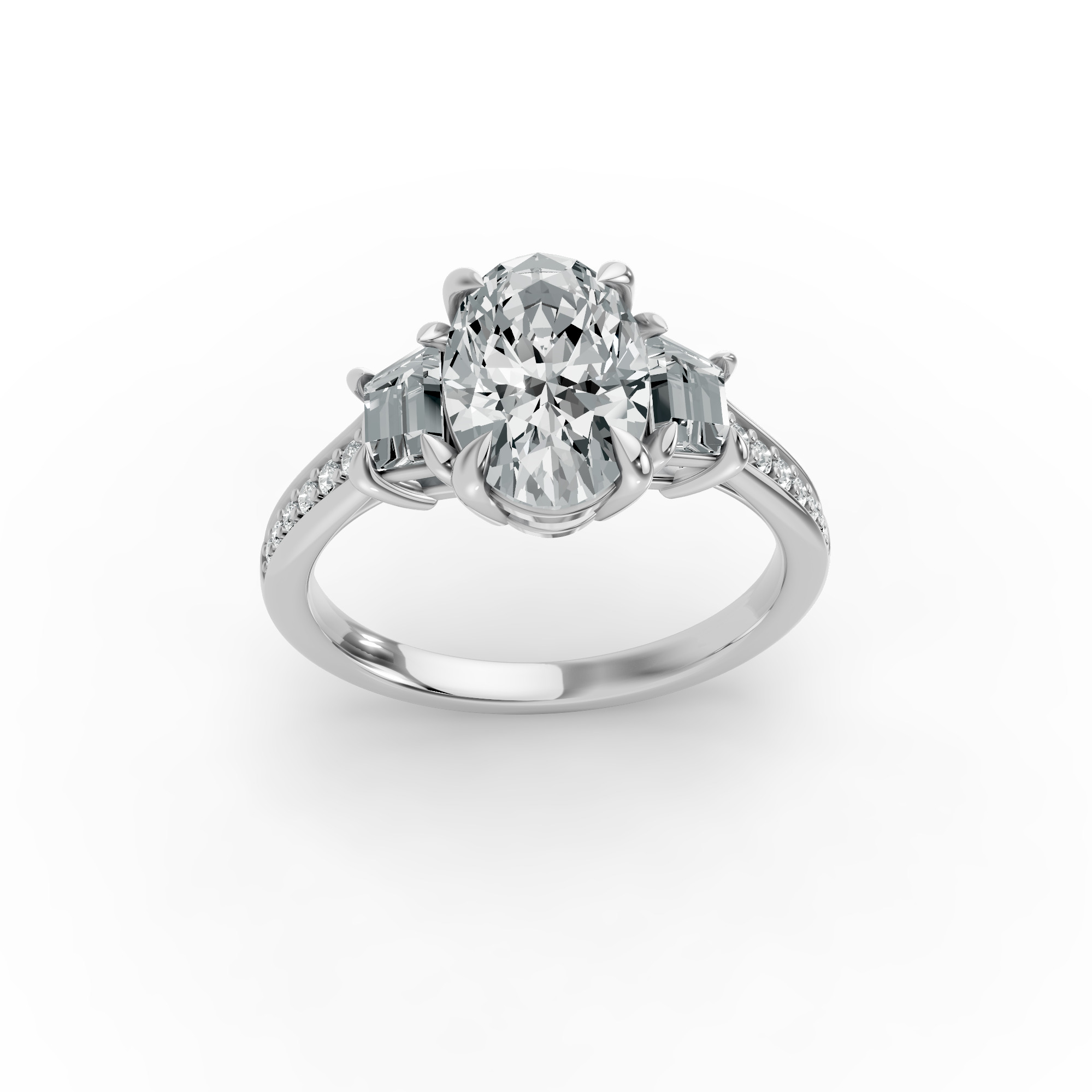 Oval Shape Diamond Fancy Engagement Ring in Gold
