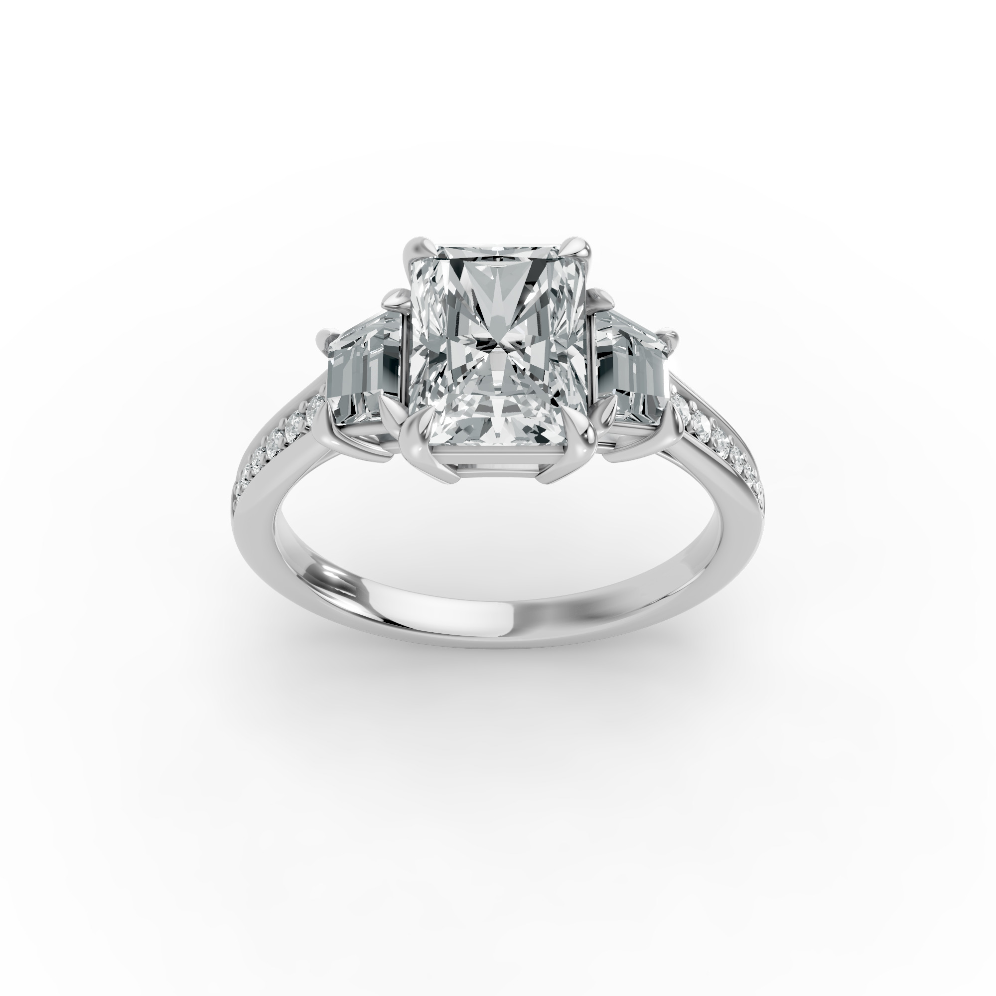 Radiant Shape Diamond Fancy Engagement Ring in Gold