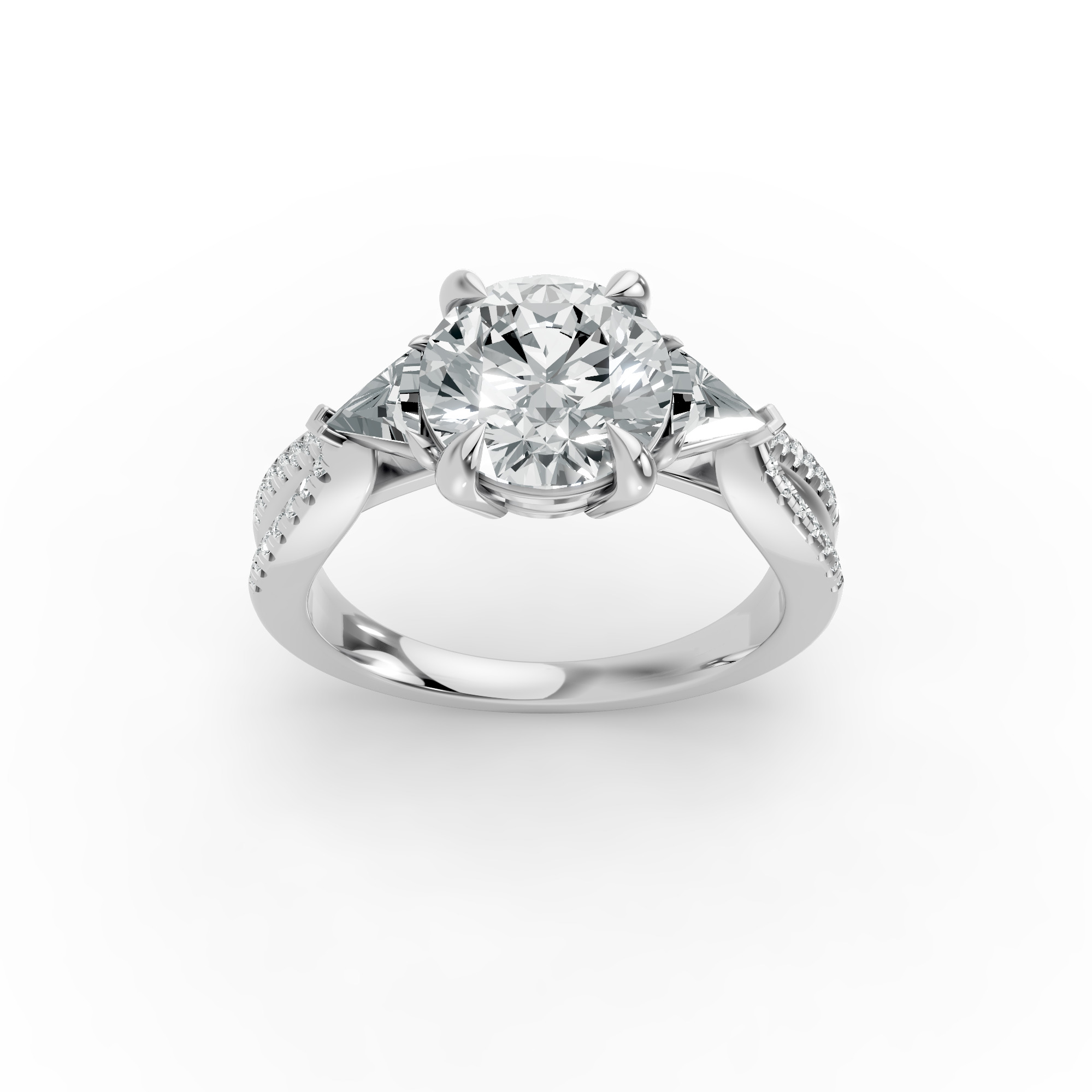Round Shape Diamond Fancy Engagement Ring in Gold