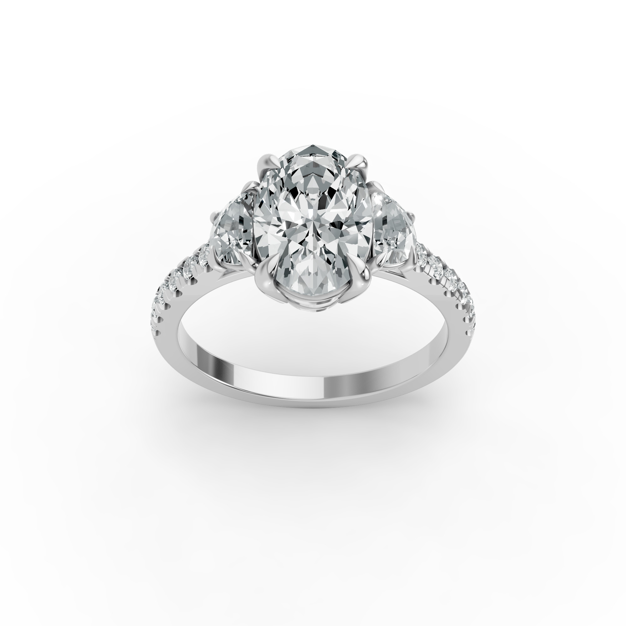 Oval Shape Diamond Fancy Engagement Ring in Gold