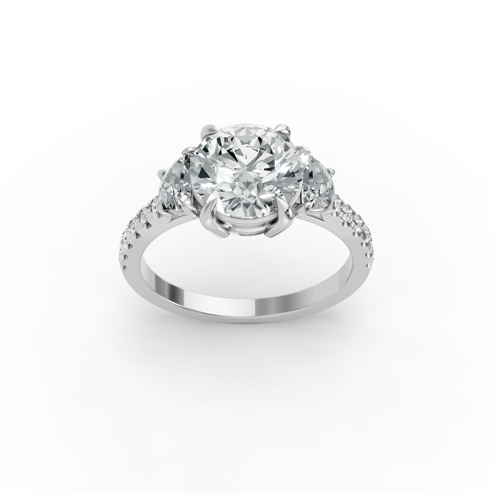 Round Shape Diamond Fancy Engagement Ring in Gold