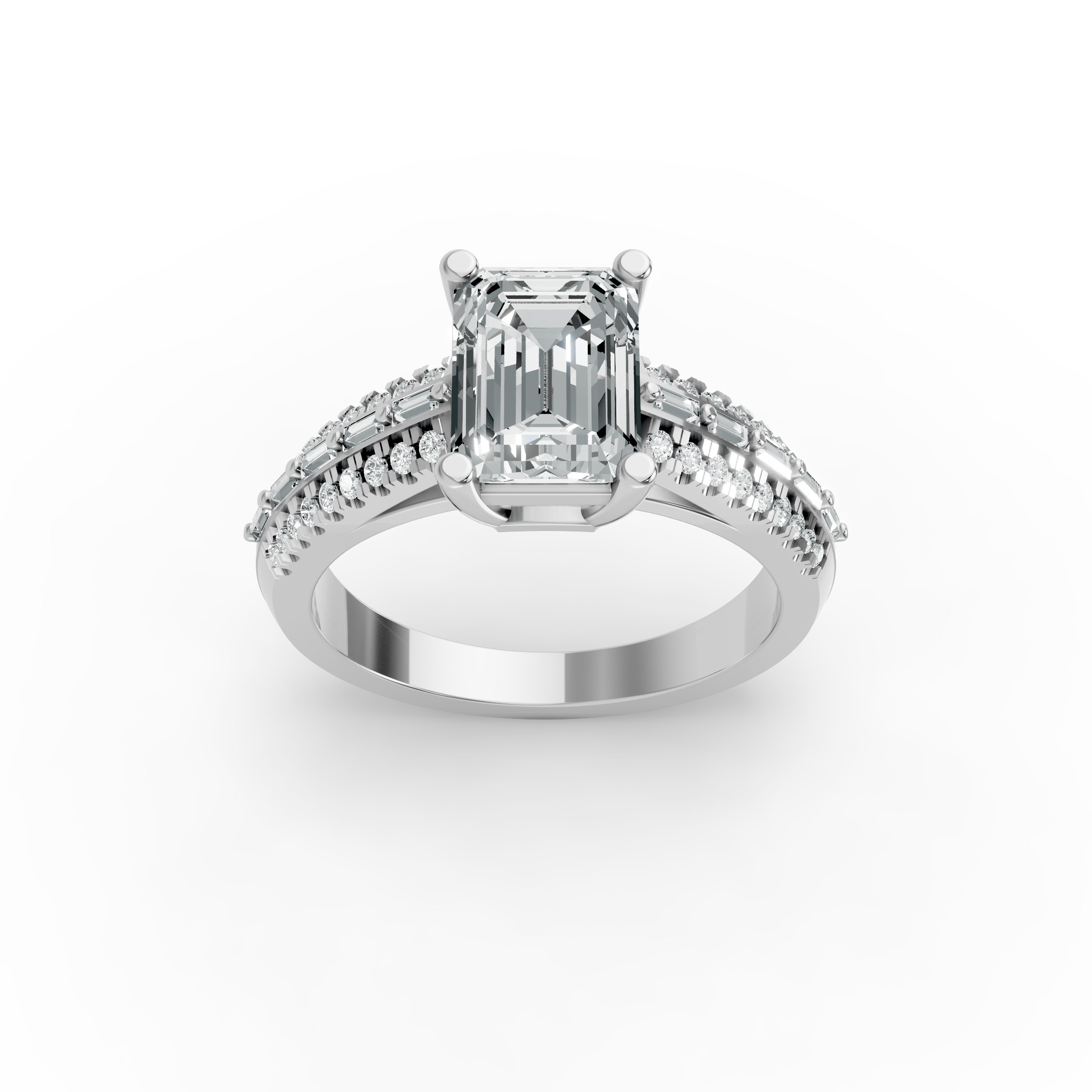 Emerald Shape Diamond Fancy Engagement Ring in Gold