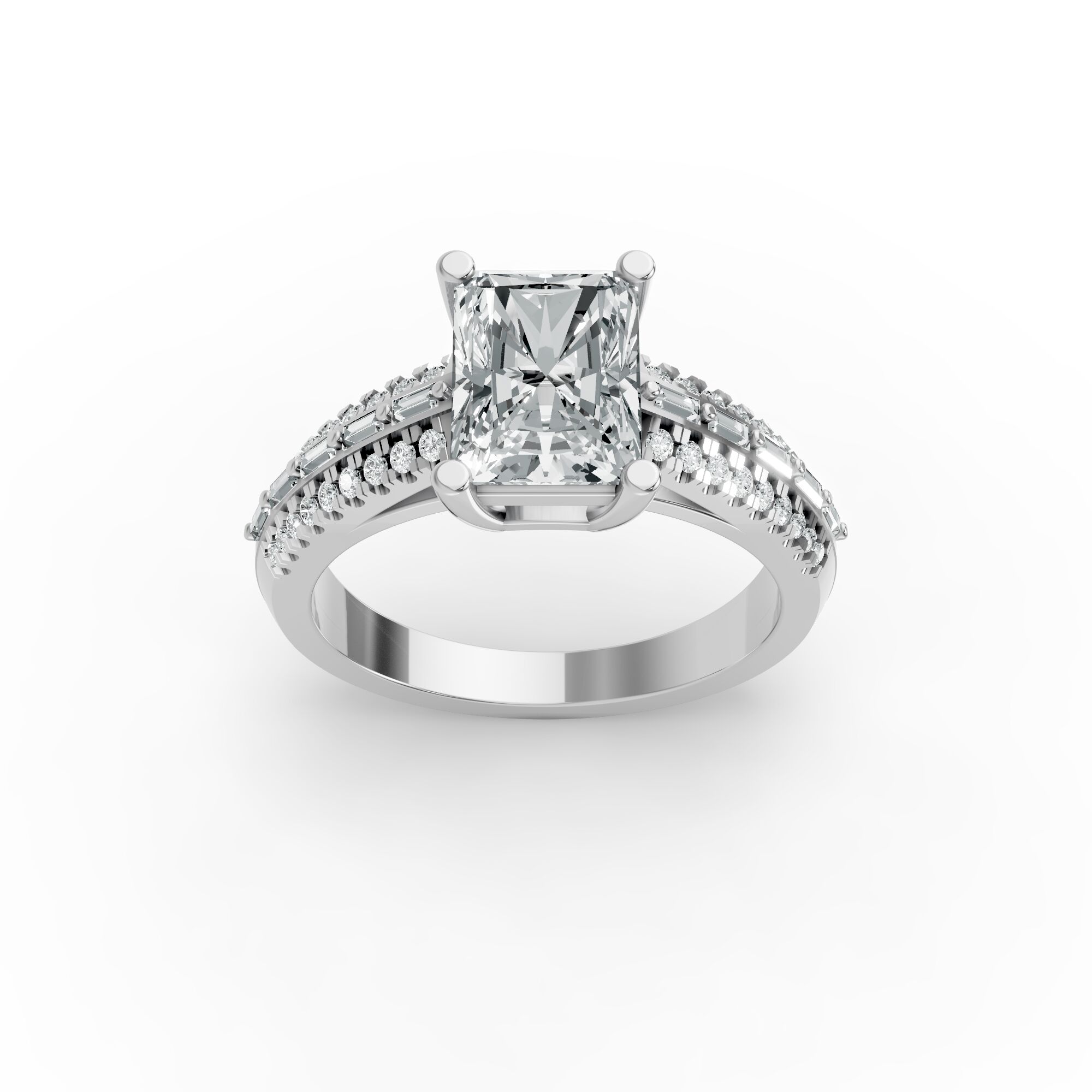 Radiant Shape Diamond Fancy Engagement Ring in Gold