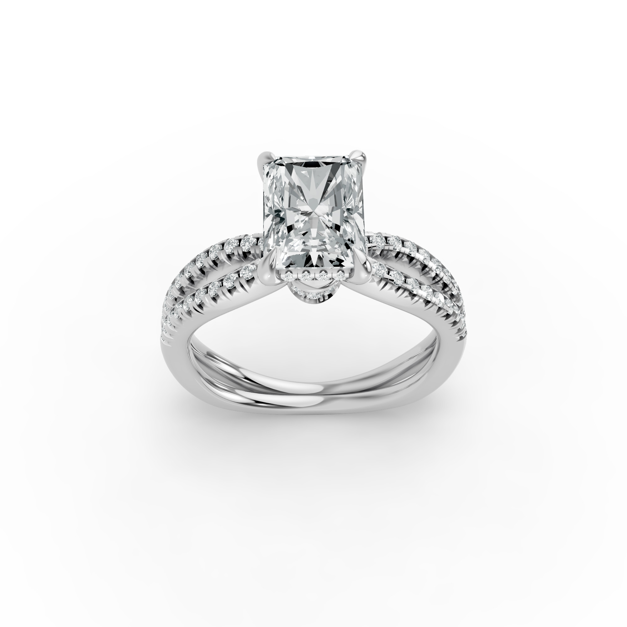 Radiant Shape Diamond Fancy Engagement Ring in Gold