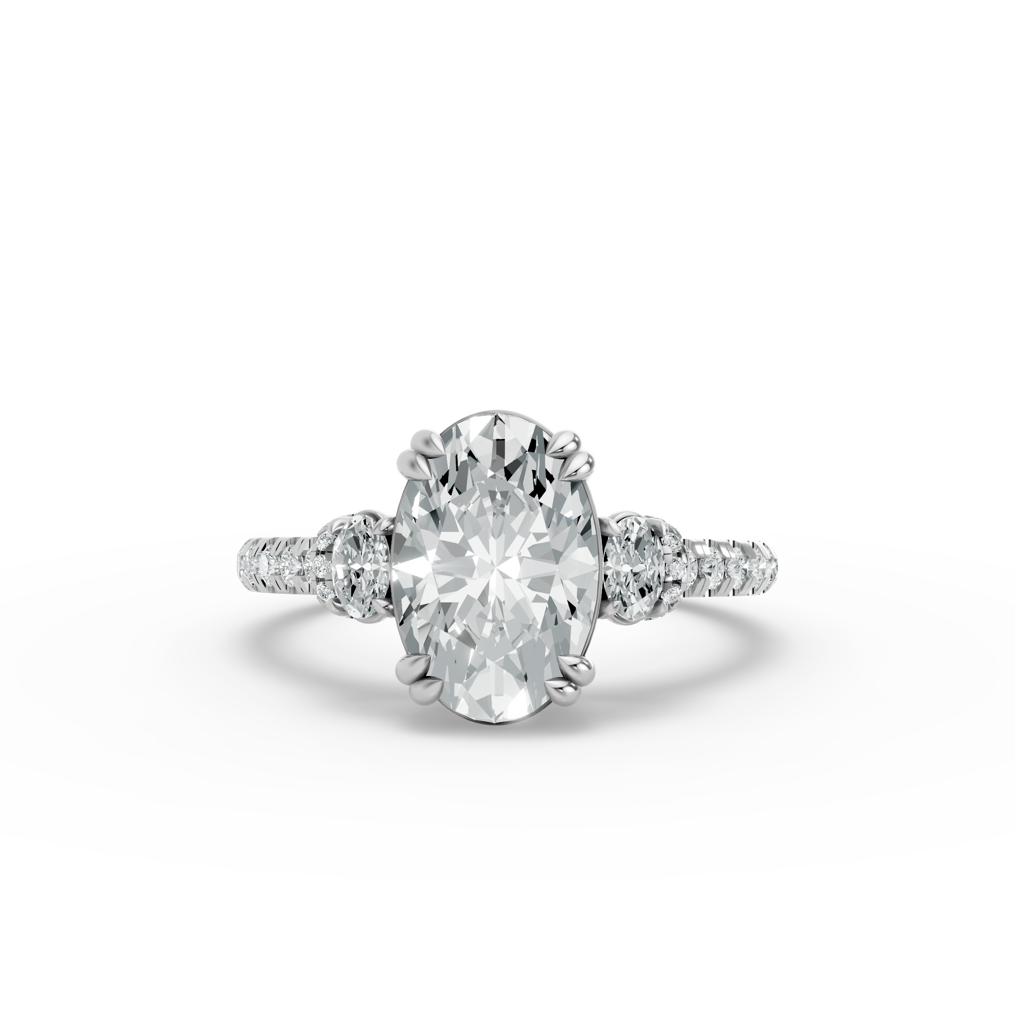 Oval Shape Diamond Fancy Engagement Ring in Gold