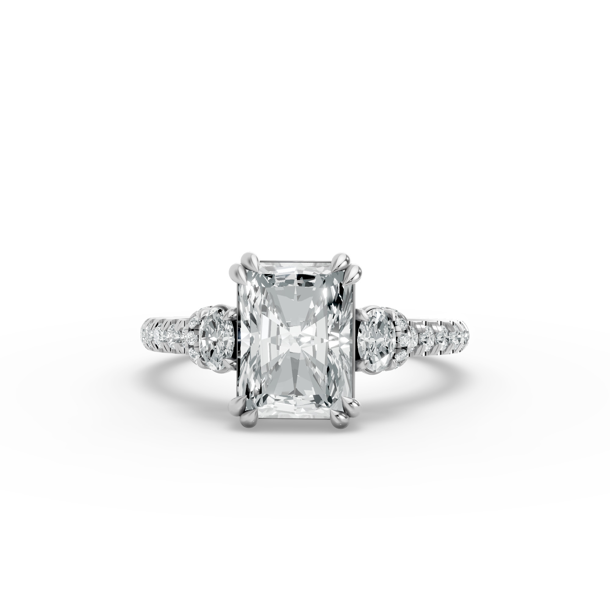 Radiant Shape Diamond Fancy Engagement Ring in Gold