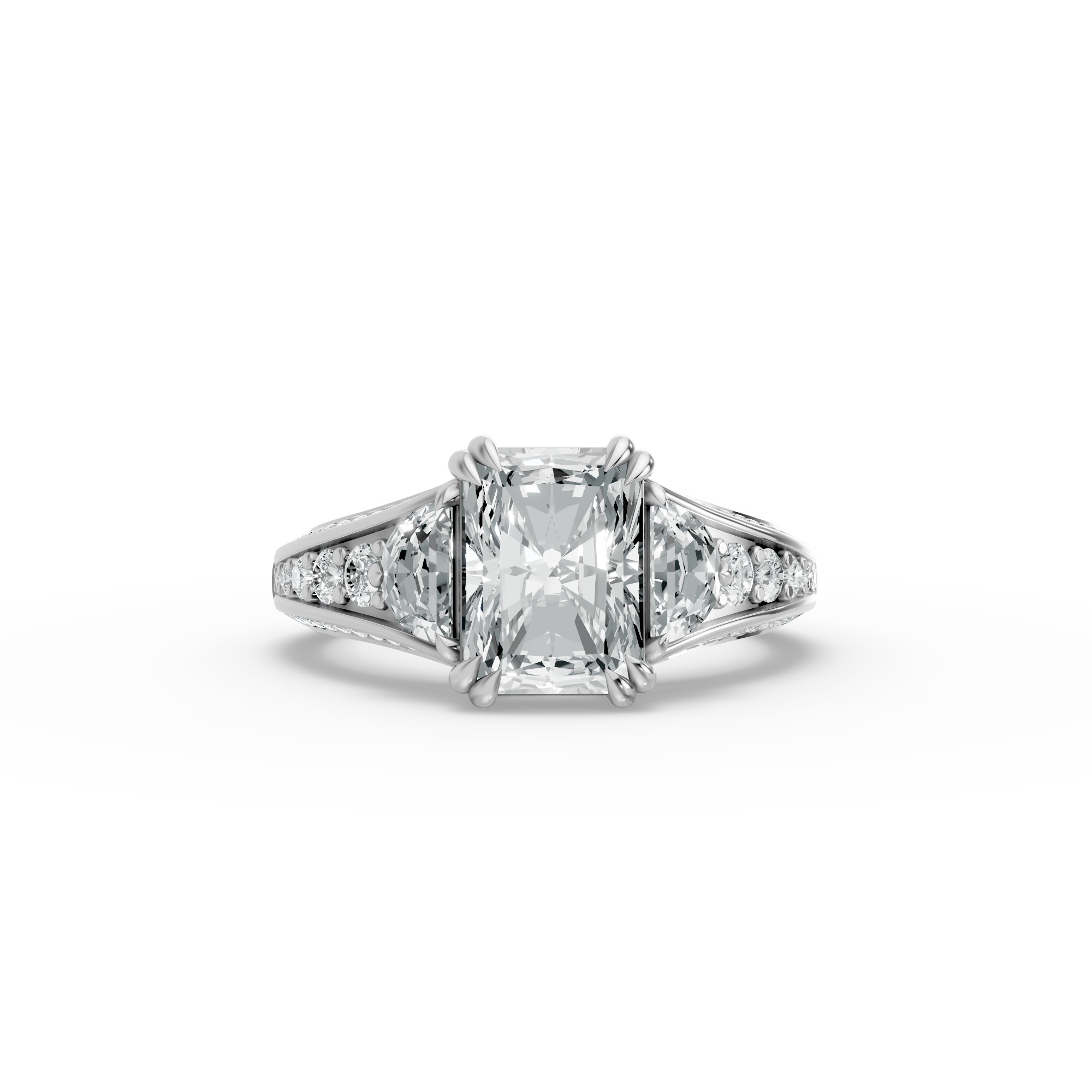 Radiant Shape Diamond Fancy Engagement Ring in Gold