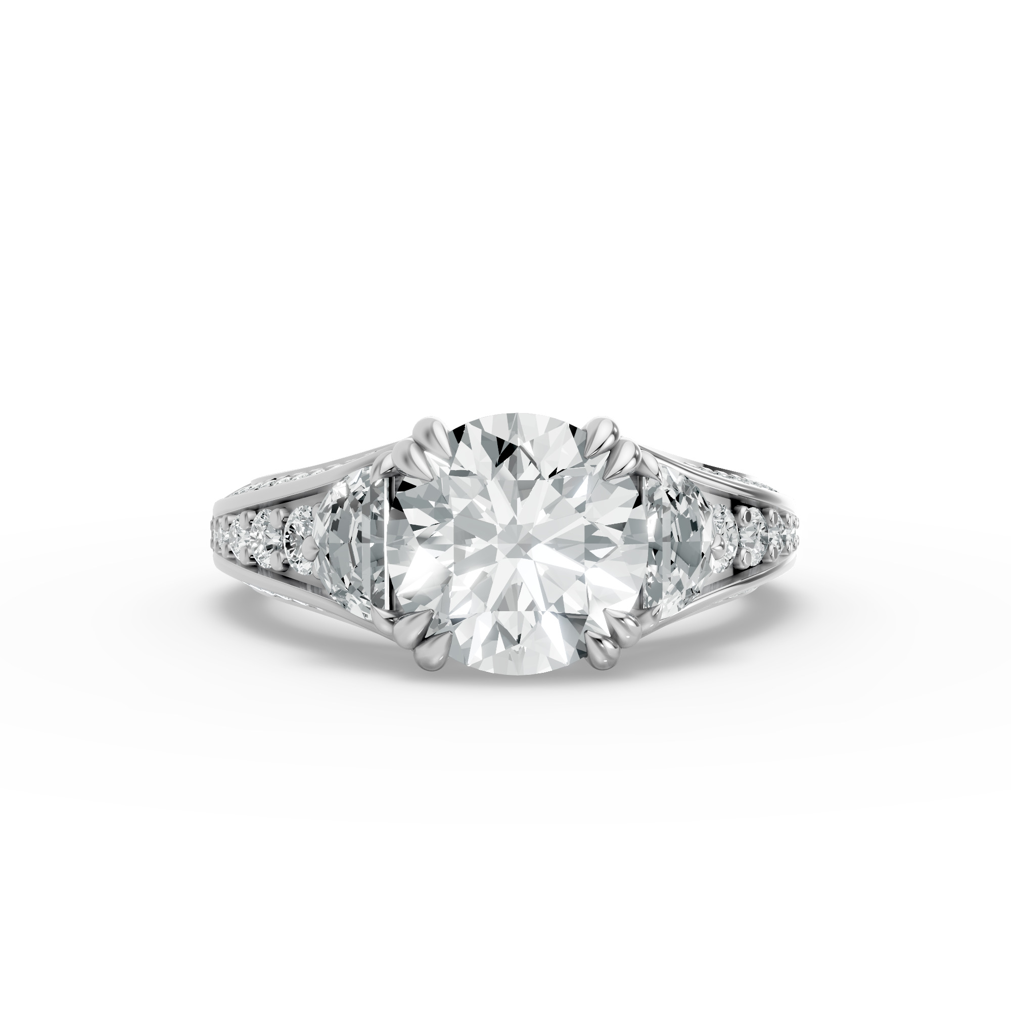 Round Shape Diamond Fancy Engagement Ring in Gold