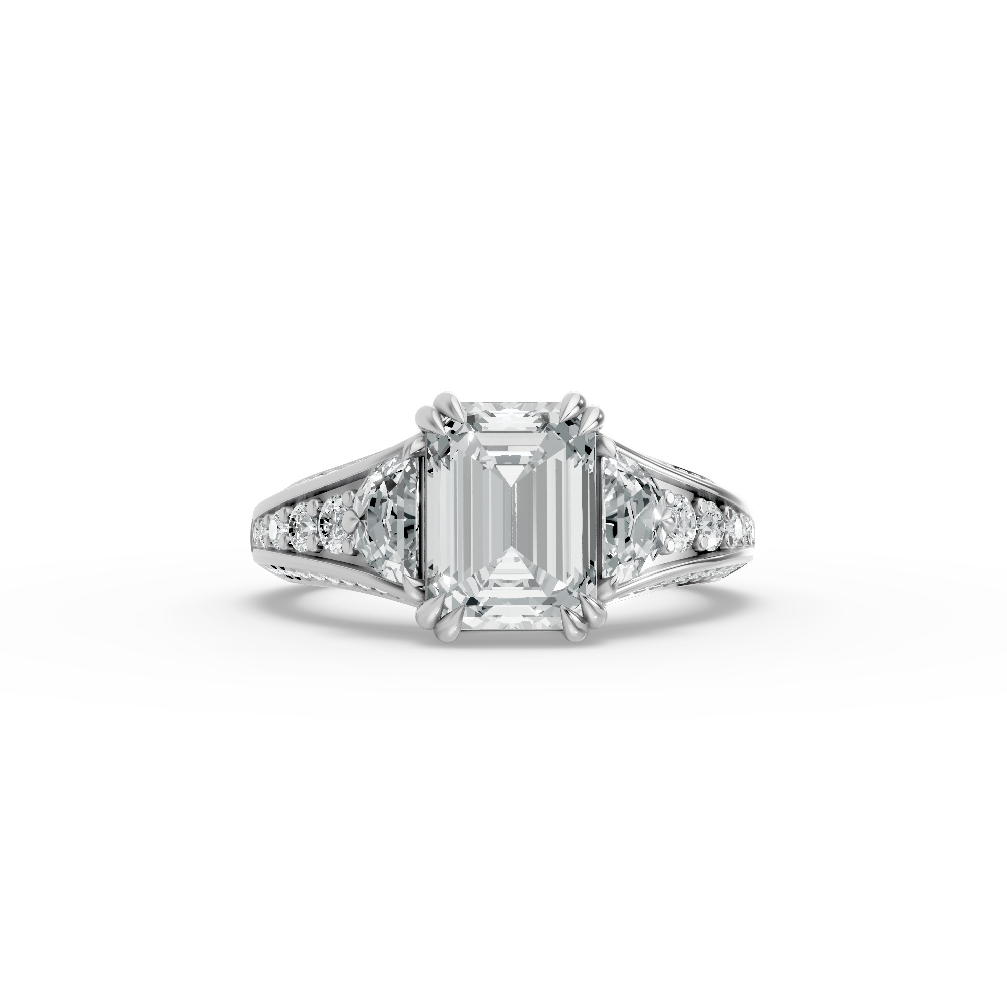 Emerald Shape Diamond Fancy Engagement Ring in Gold