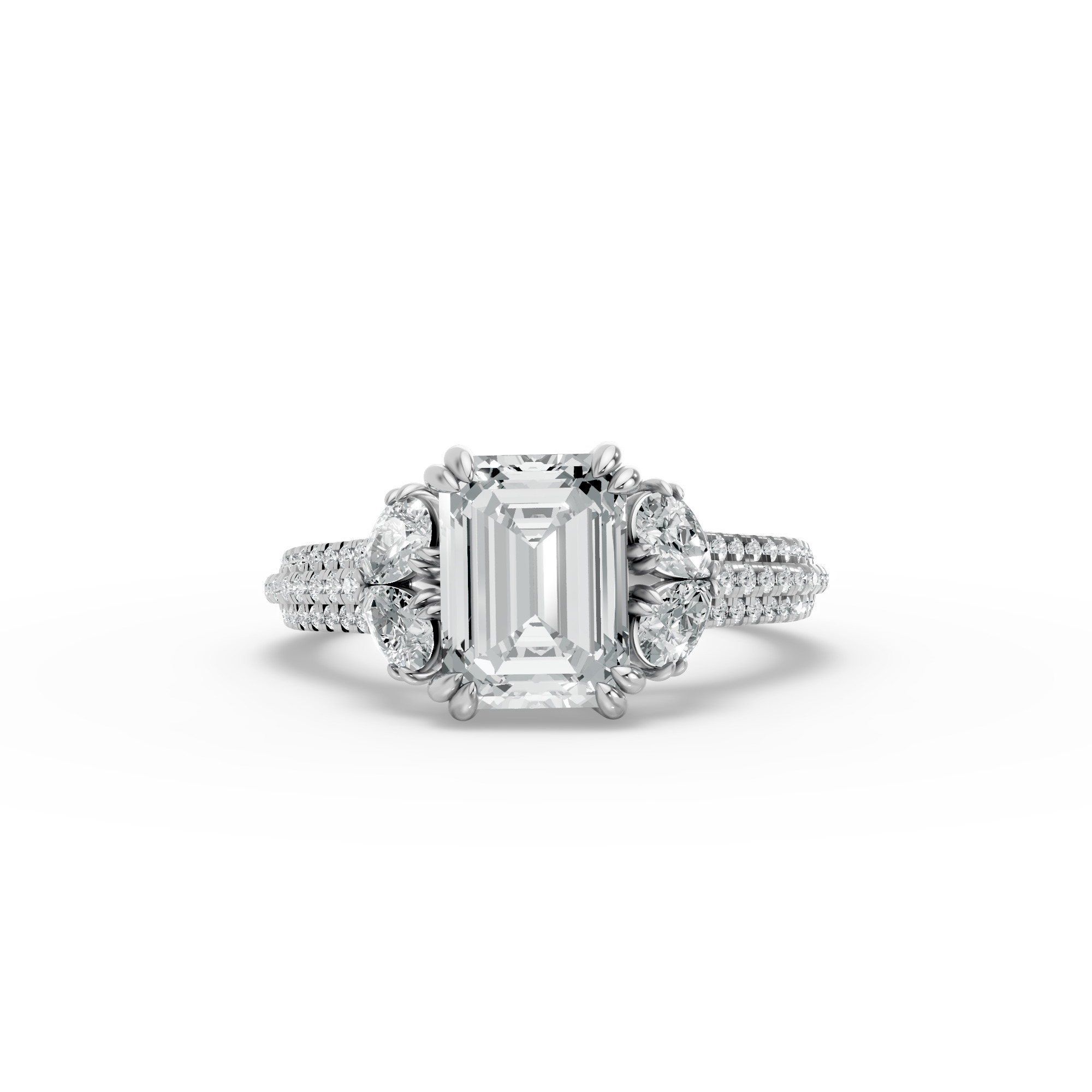 Emerald Shape Diamond Fancy Engagement Ring in Gold