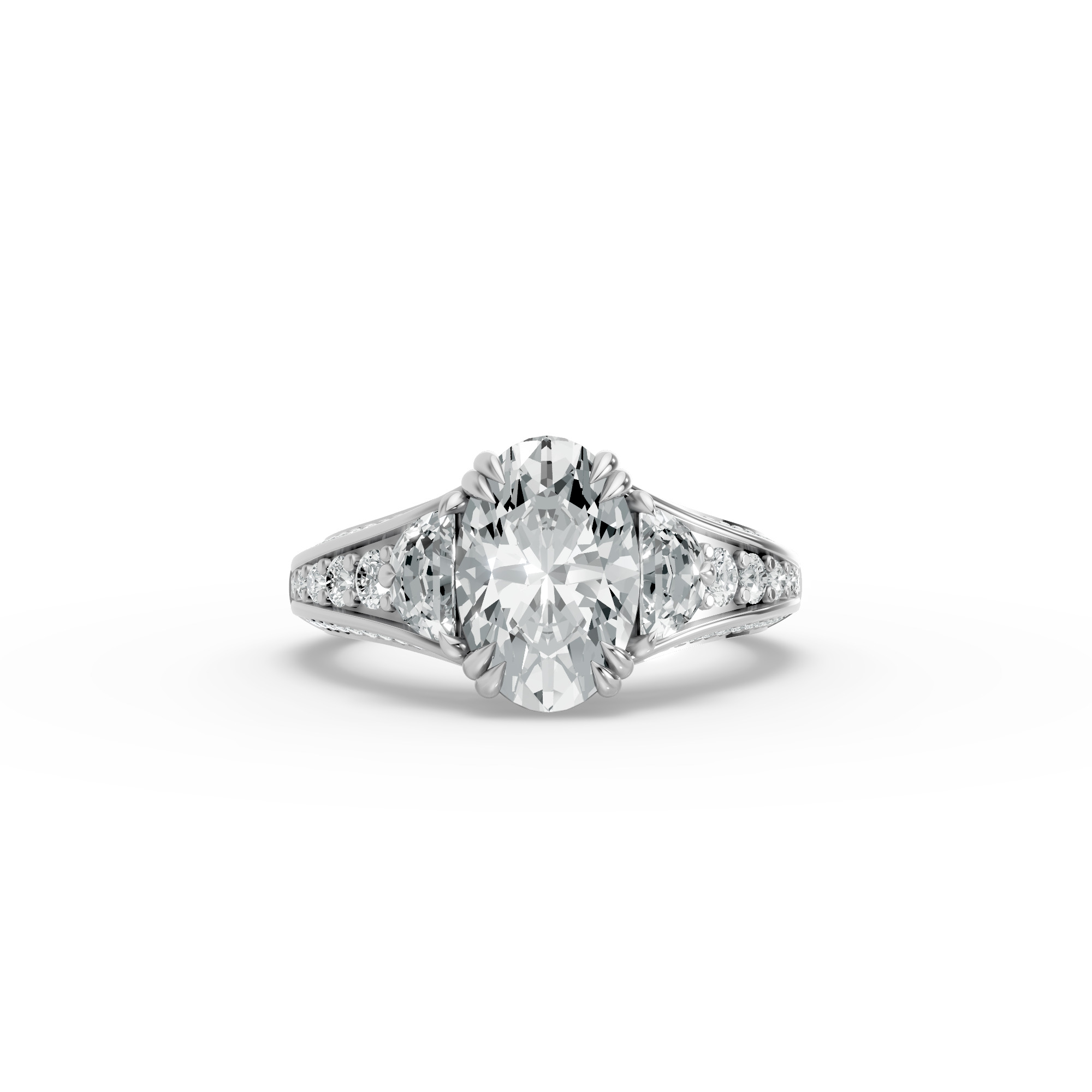 Oval Shape Diamond Fancy Engagement Ring in Gold