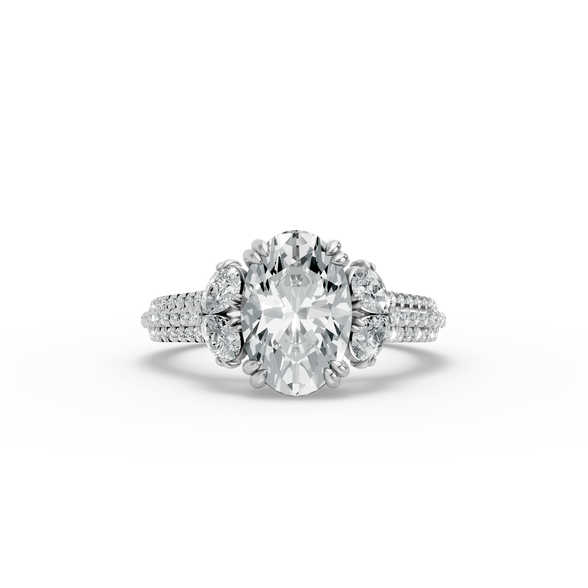 Oval Shape Diamond Fancy Engagement Ring in Gold