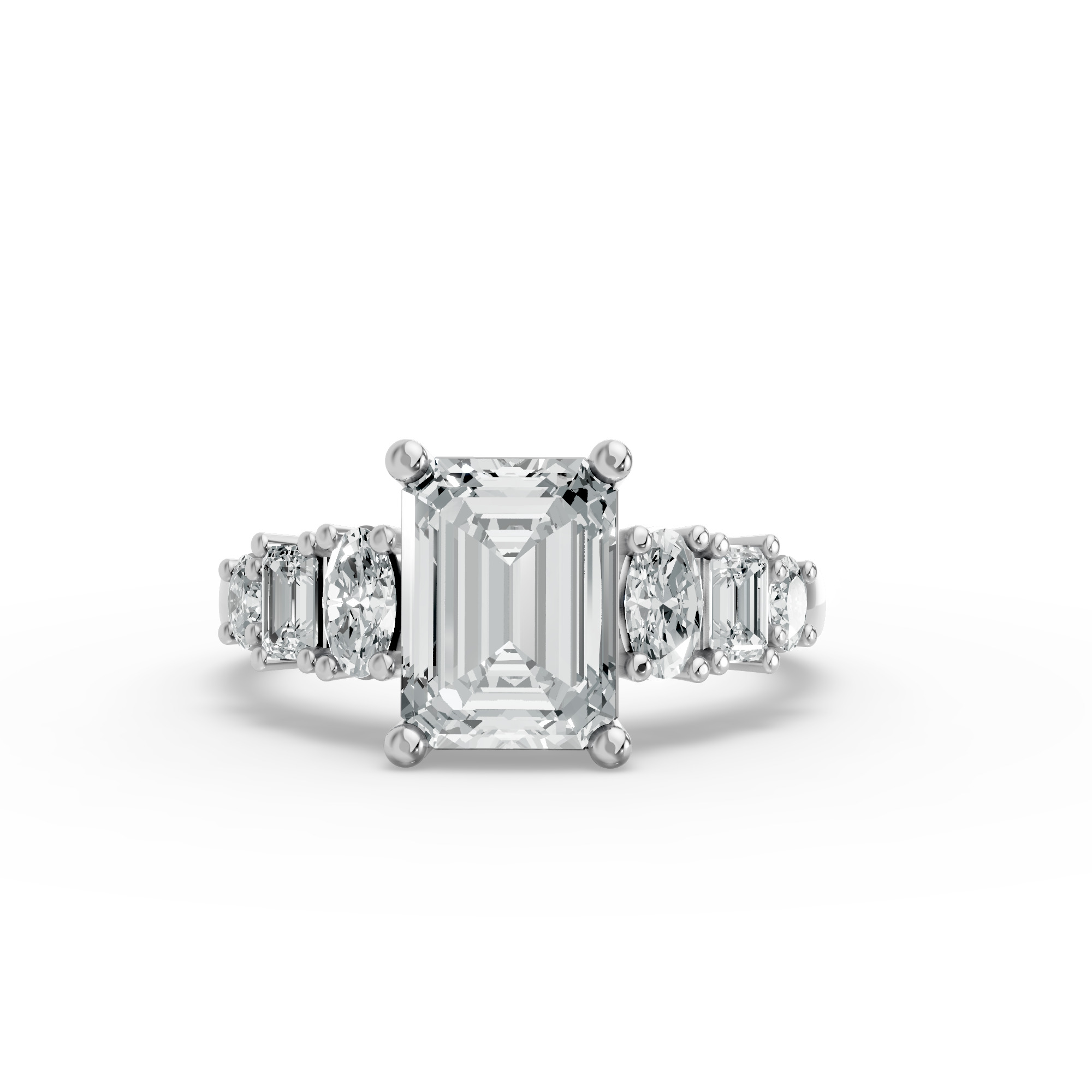 Emerald Shape Diamond Fancy Engagement Ring in Gold