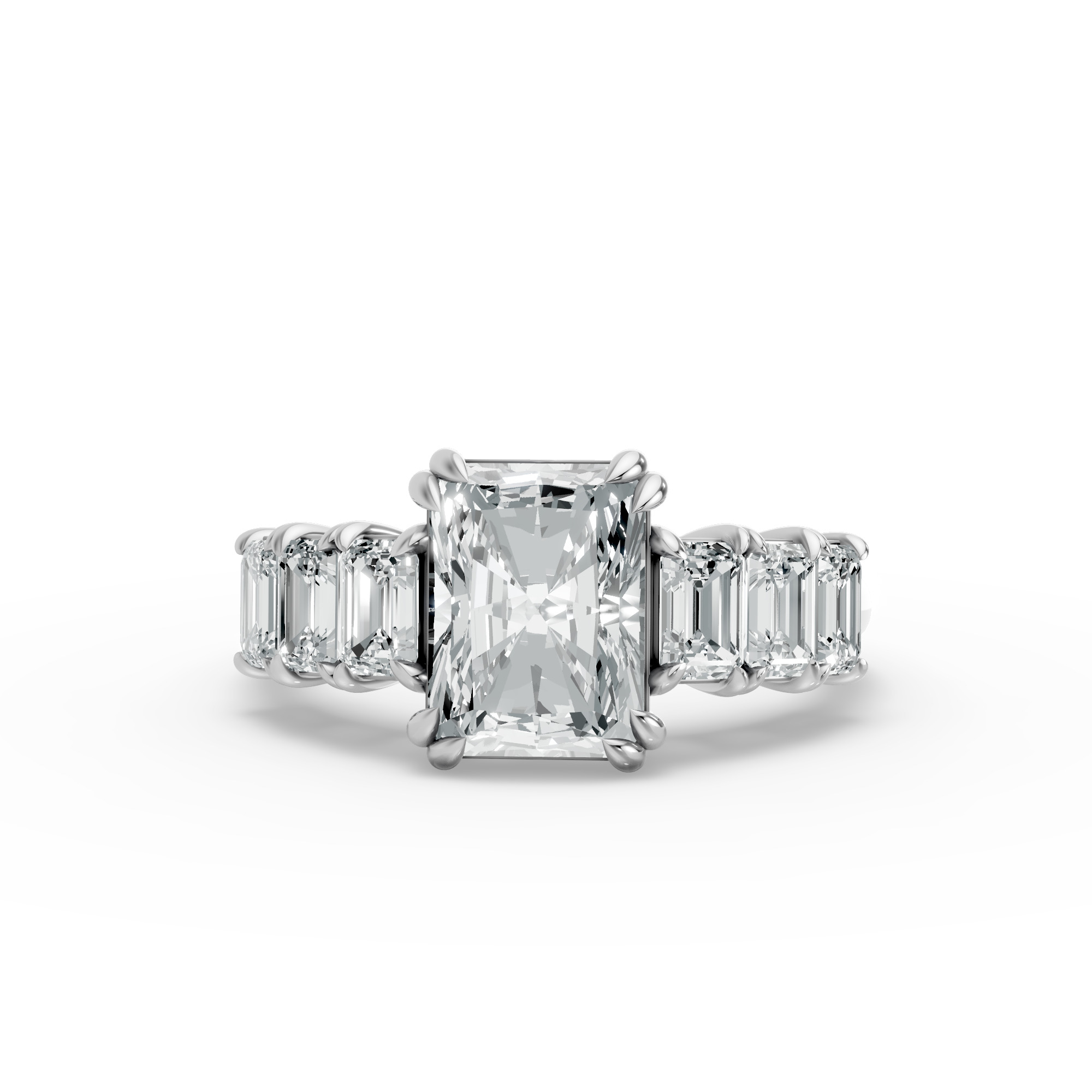 Radiant Shape Diamond Fancy Engagement Ring in Gold