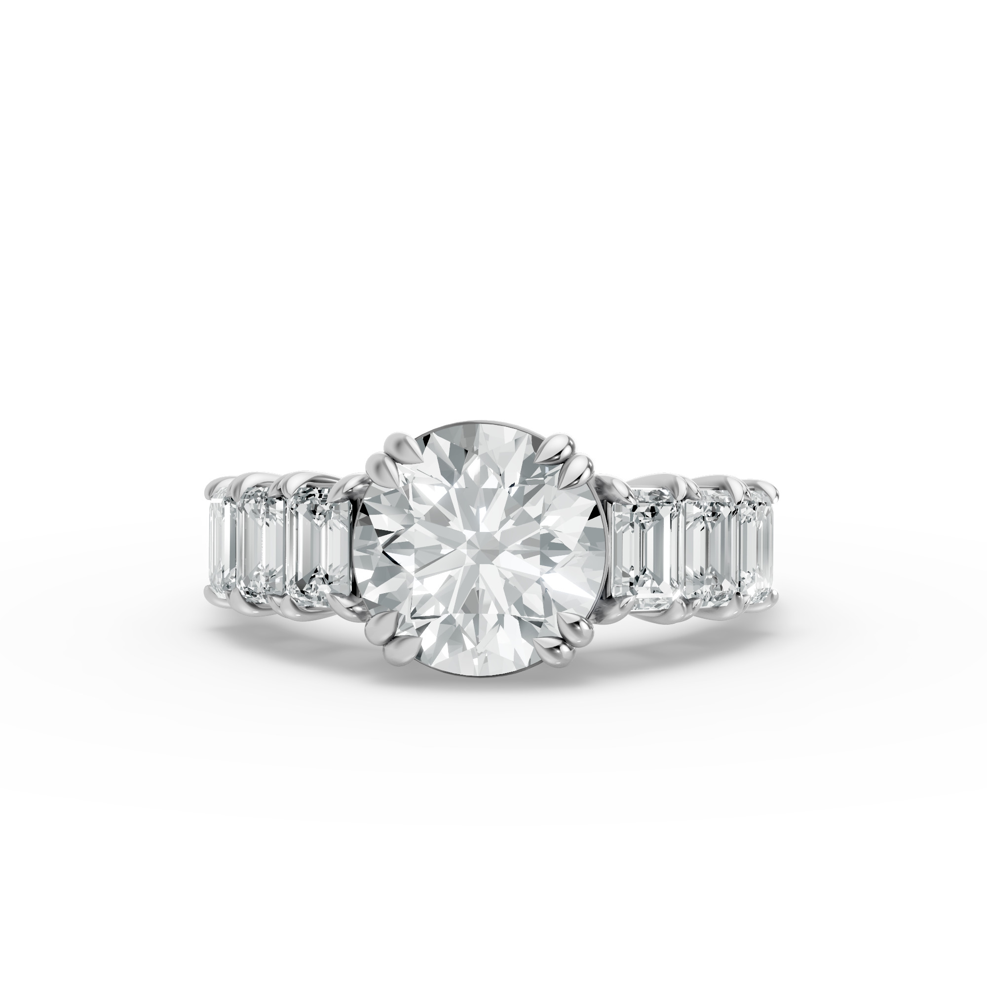Round Shape Diamond Fancy Engagement Ring in Gold