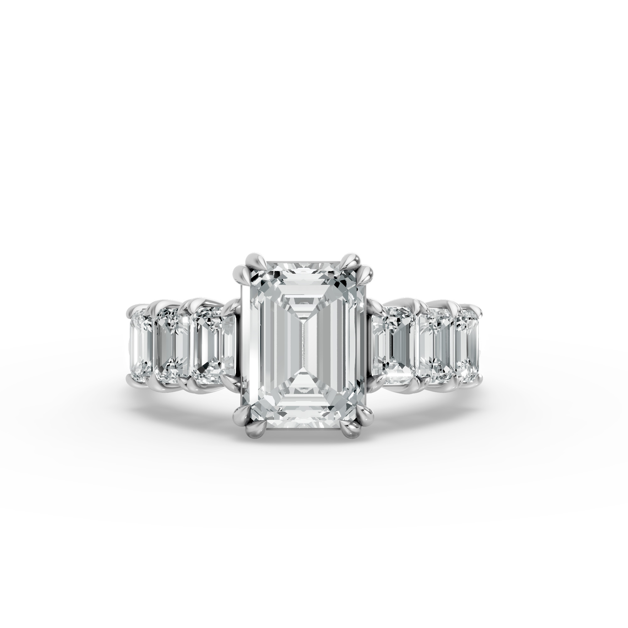 Emerald Shape Diamond Fancy Engagement Ring in Gold