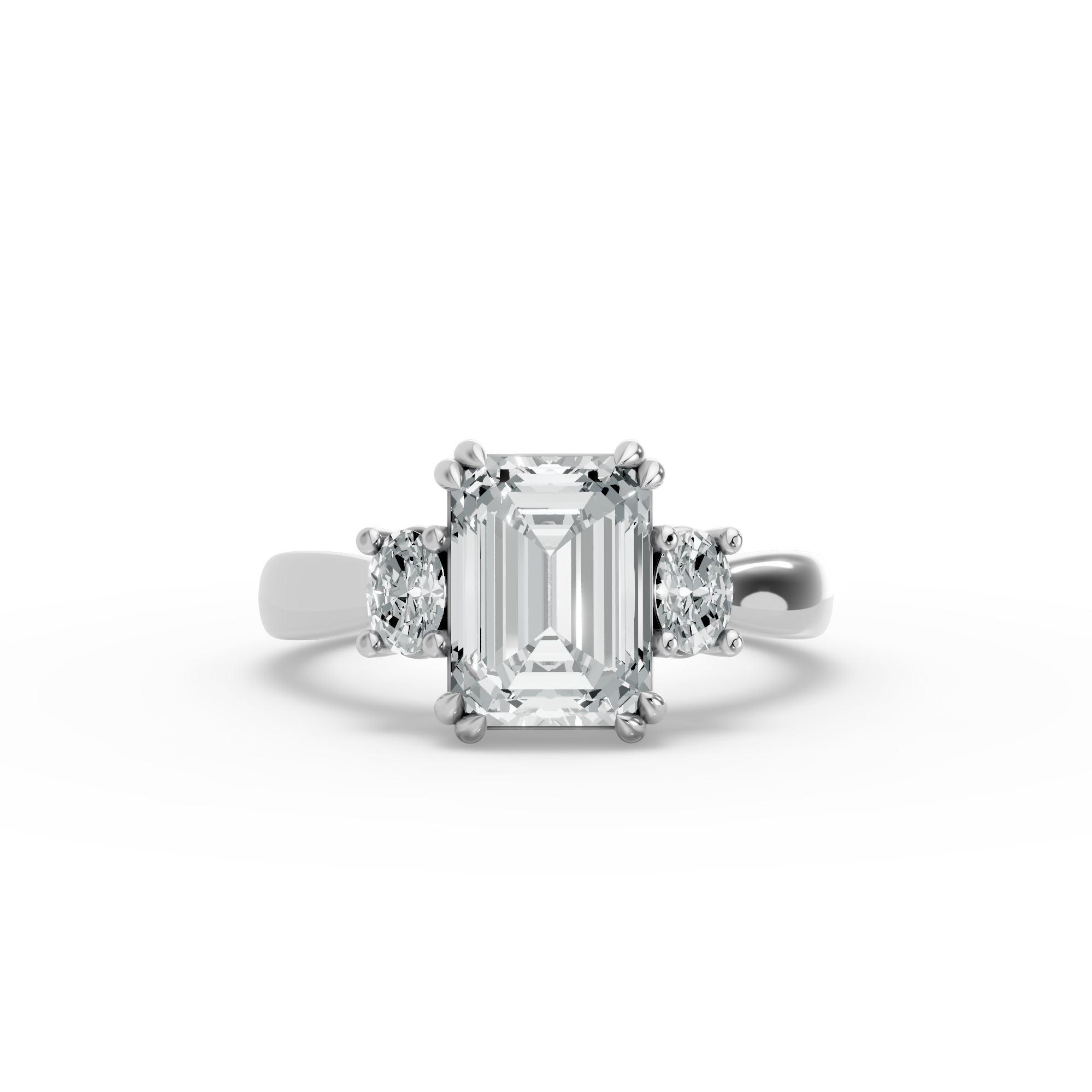 Emerald Shape Diamond Fancy Engagement Ring in Gold