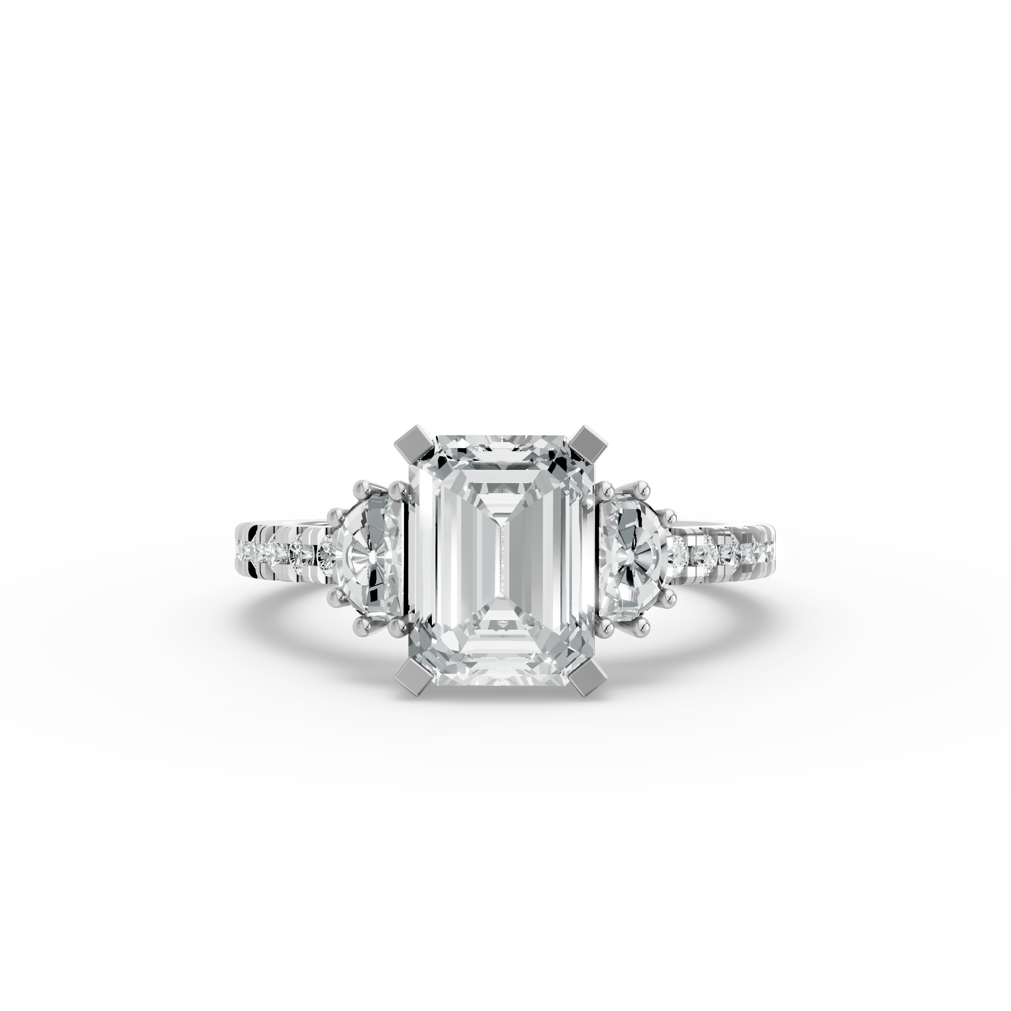 Emerald Shape Diamond Fancy Engagement Ring in Gold