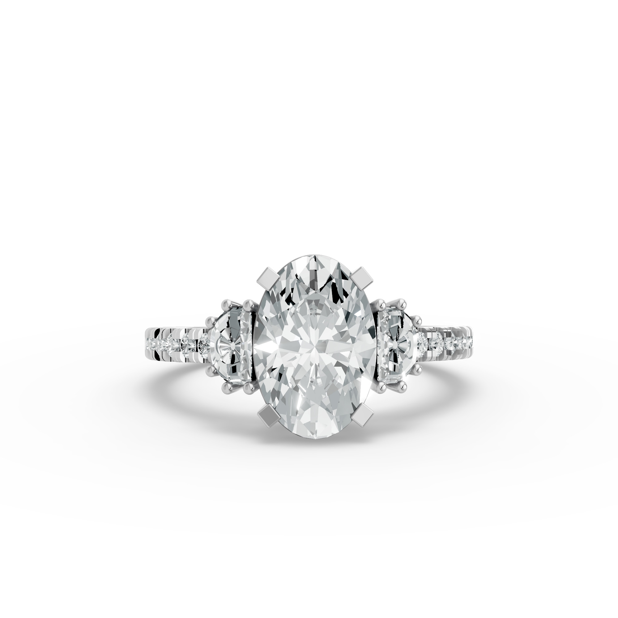 Oval Shape Diamond Fancy Engagement Ring in Gold