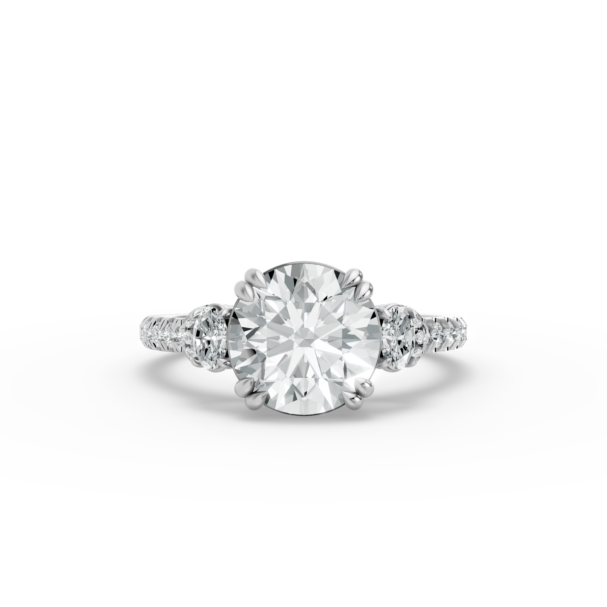 Round Shape Diamond Fancy Engagement Ring in Gold