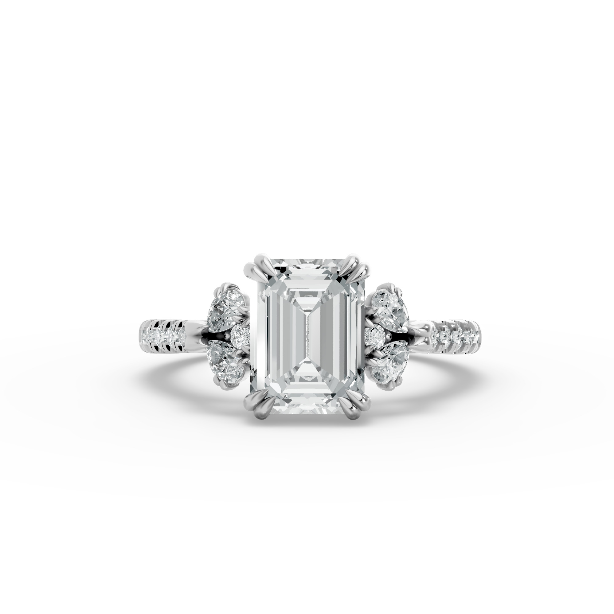 Emerald Shape Diamond Fancy Engagement Ring in Gold