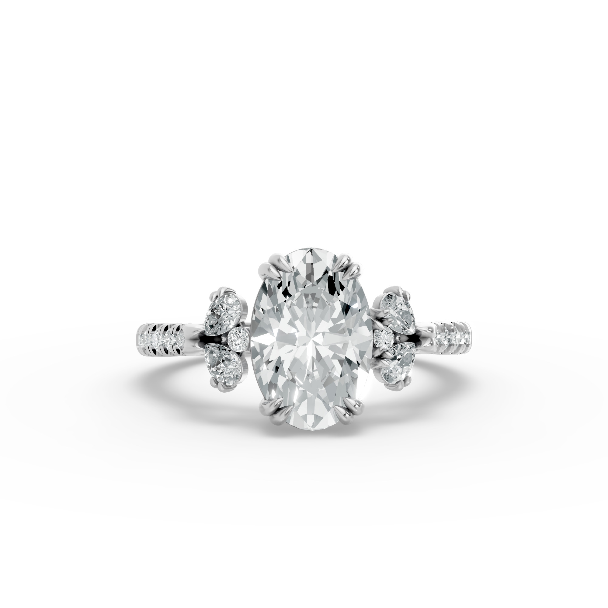Oval Shape Diamond Fancy Engagement Ring in Gold